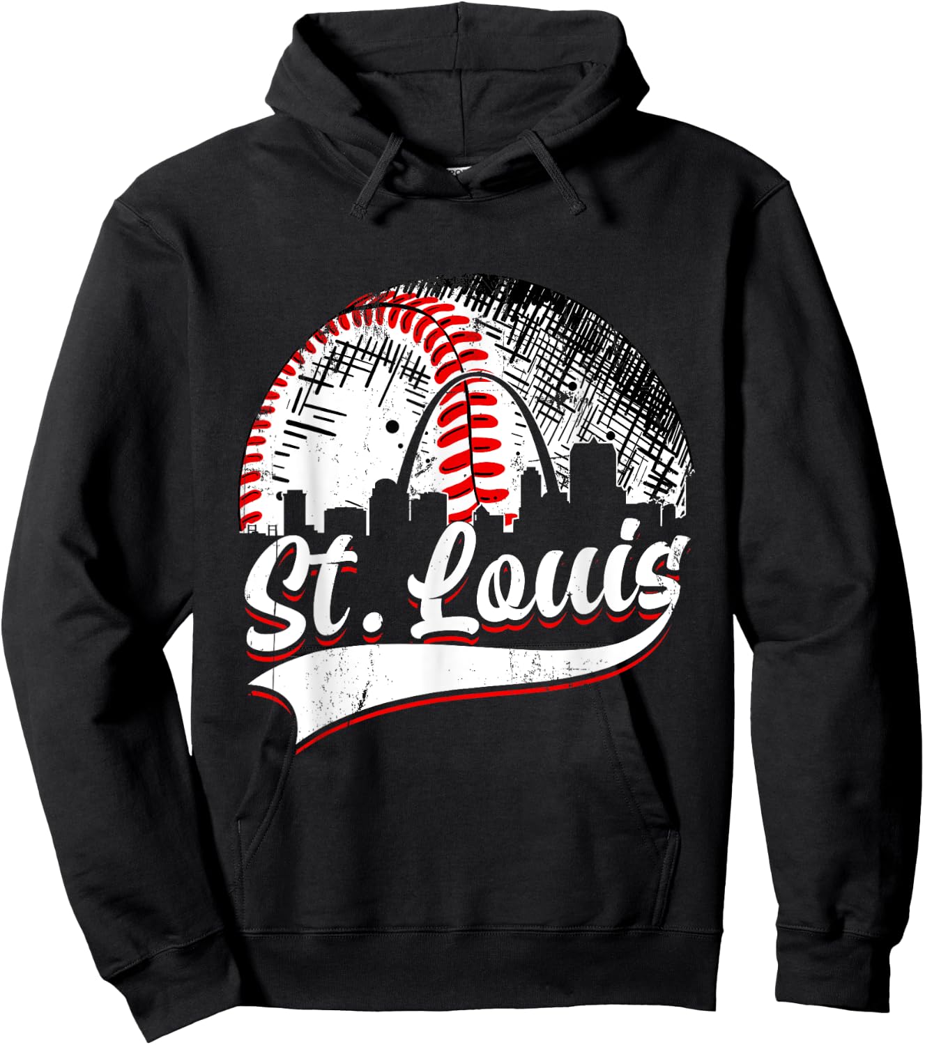 Vintage St. Louis Baseball Lover Men Women Game Day Hoodie - Hoodie | Black