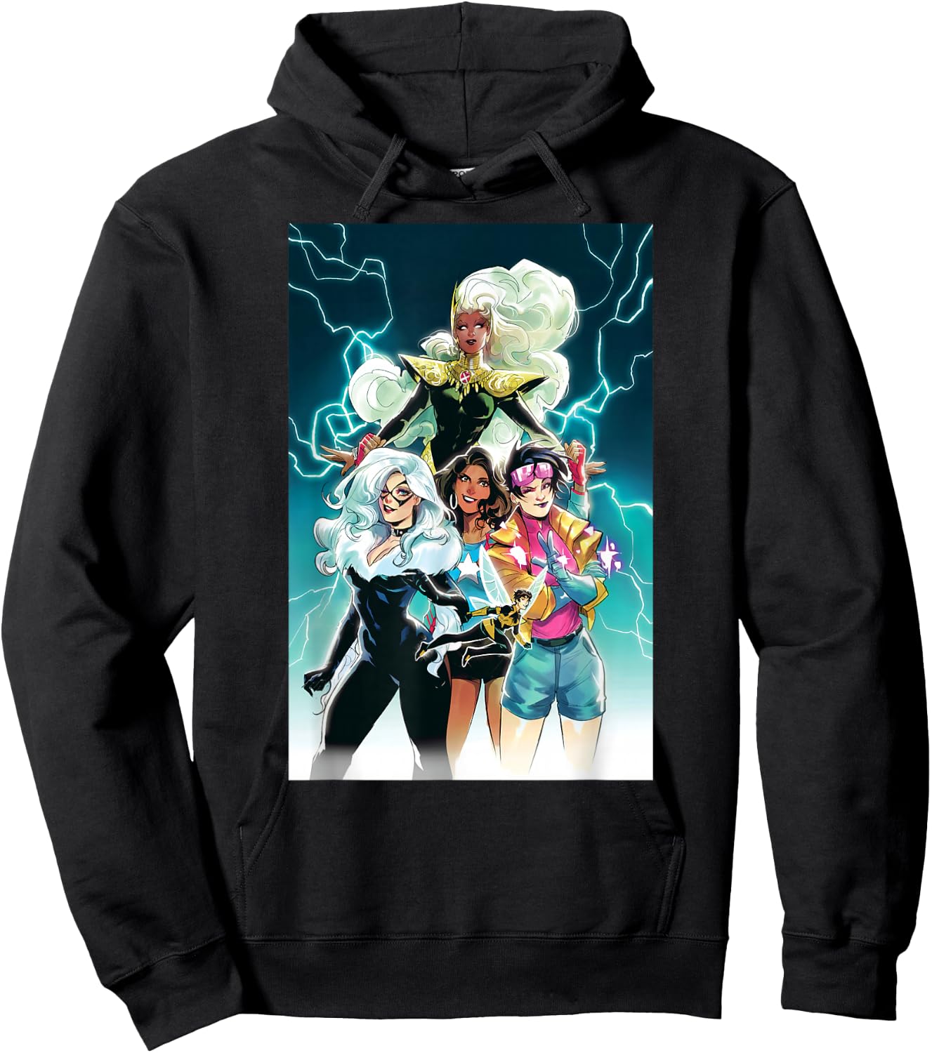 Marvel Women Storm Jubilee Wasp America Chavez & Black Cat Hoodie - Hoodie | Black
