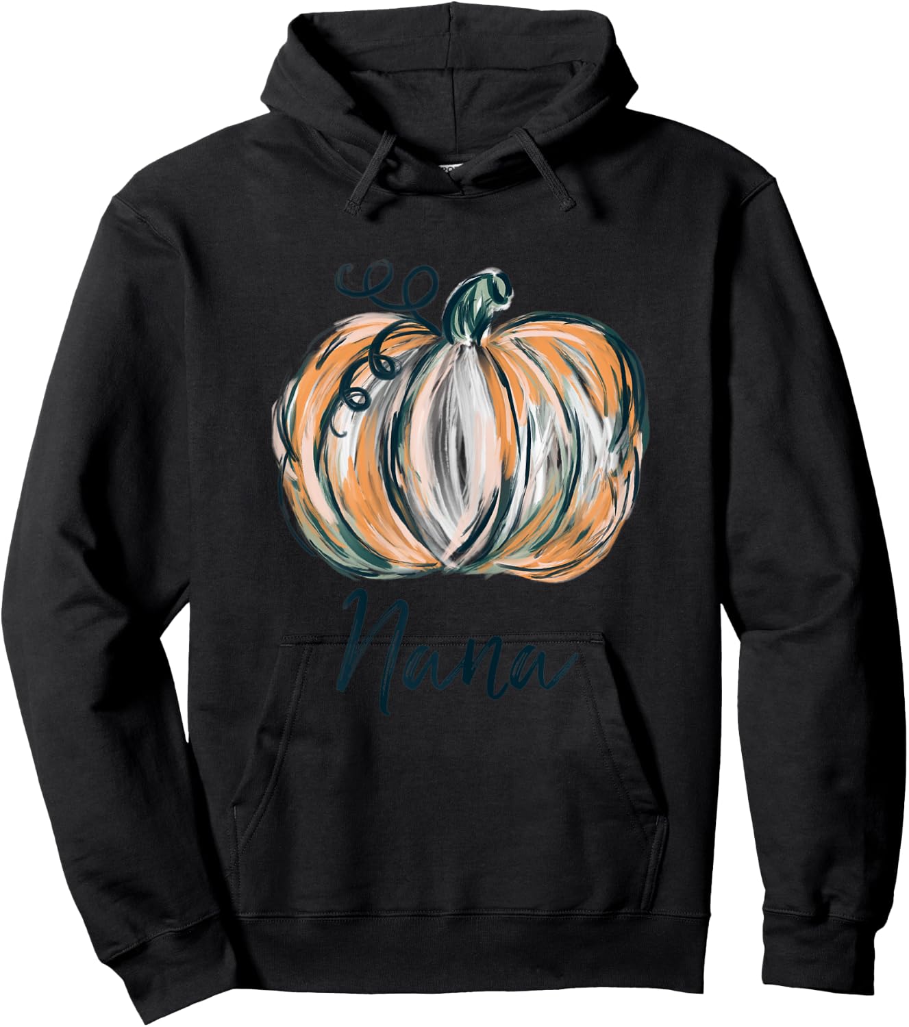 Nana Watercolor Pumpkin Fall Thanksgiving Halloween 2022 Hoodie - Hoodie | Black