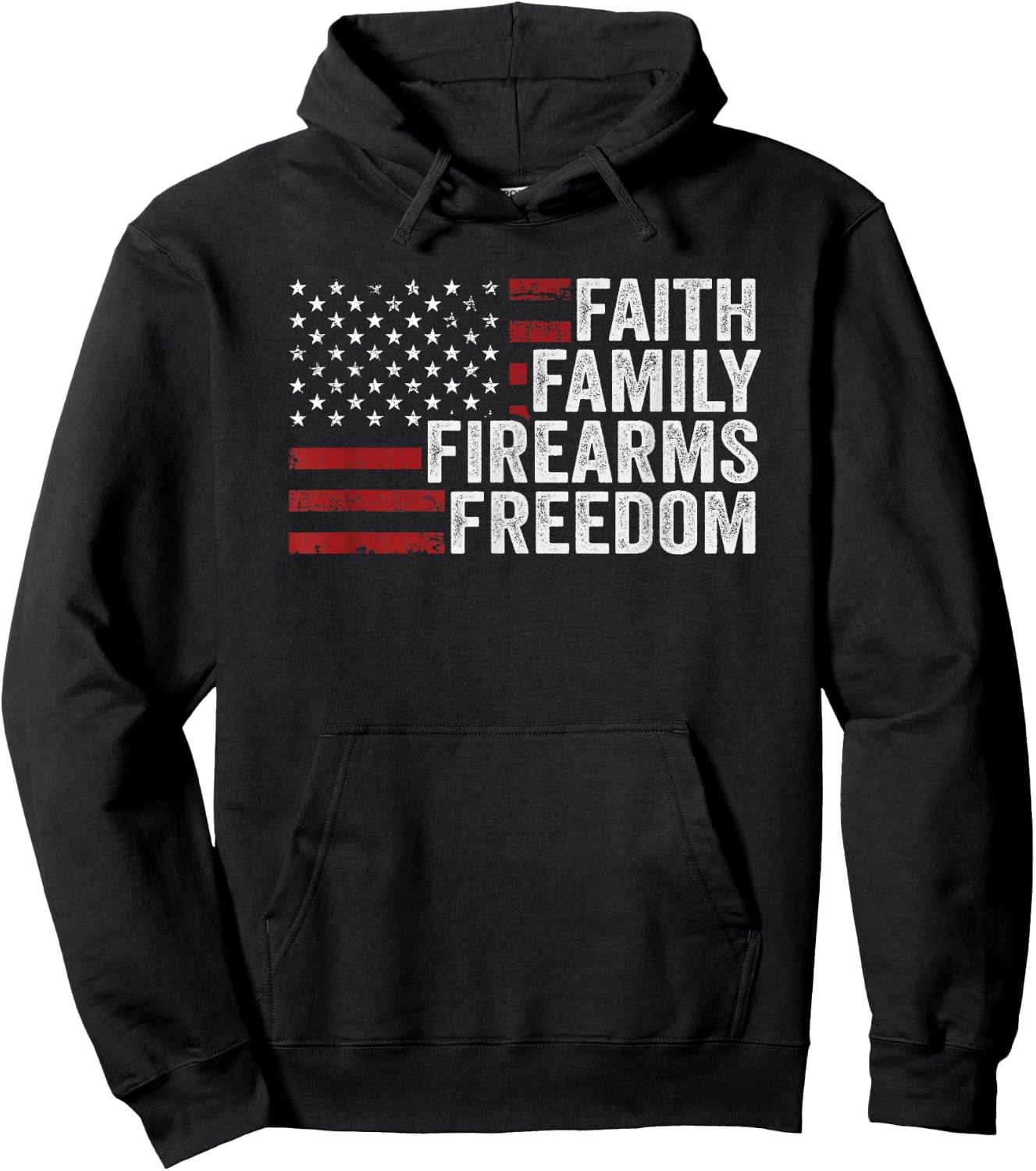 Faith Family Firearms & Freedom - USA Flag God Guns America Hoodie - Hoodie | Black