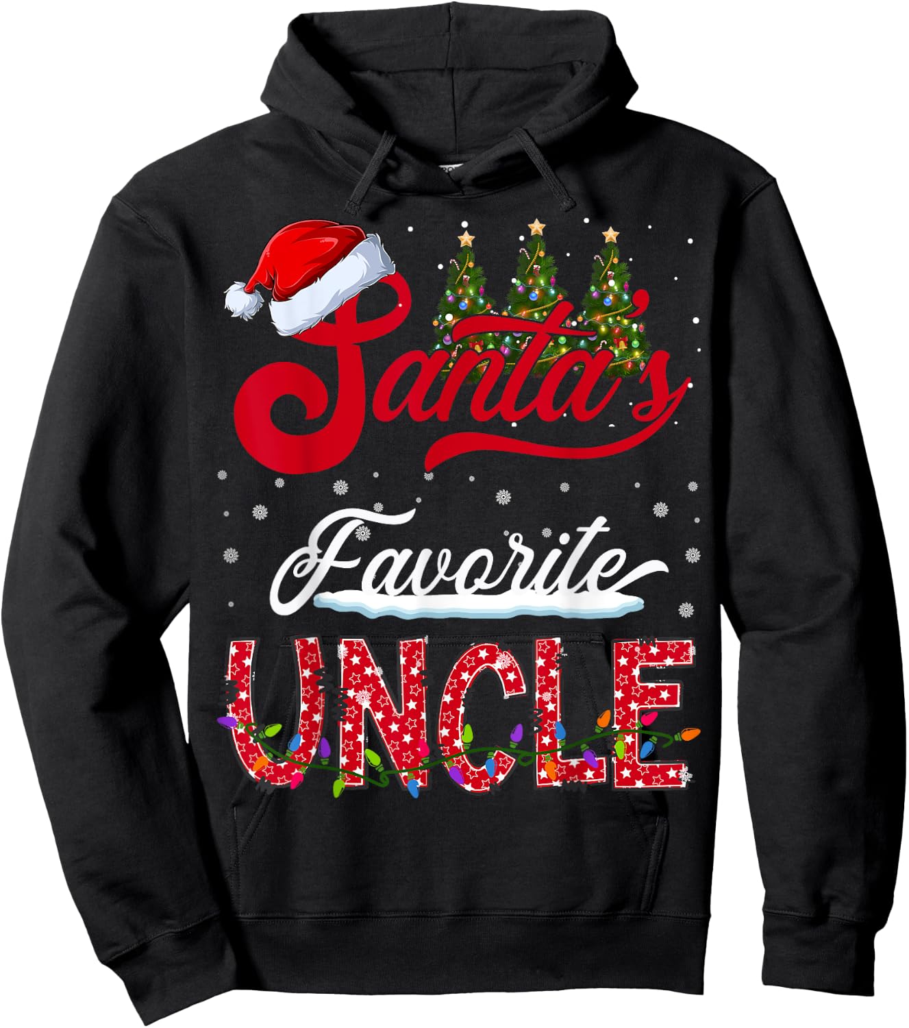 Santa's Favorite Uncle Family Matching Group Christmas Hoodie - Hoodie | Black