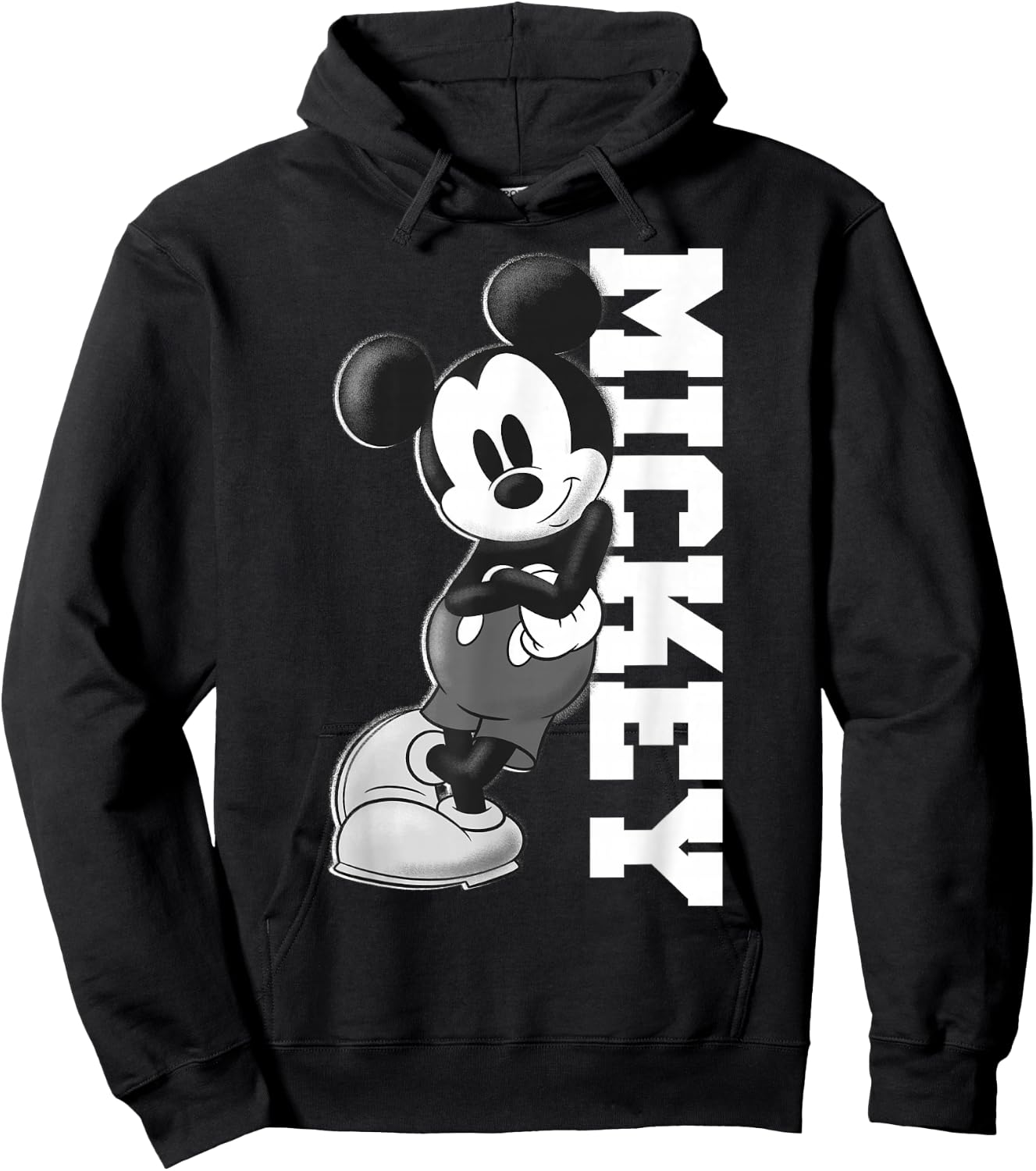 Disney Mickey Mouse Leaning on Name White Hoodie - Hoodie | Black