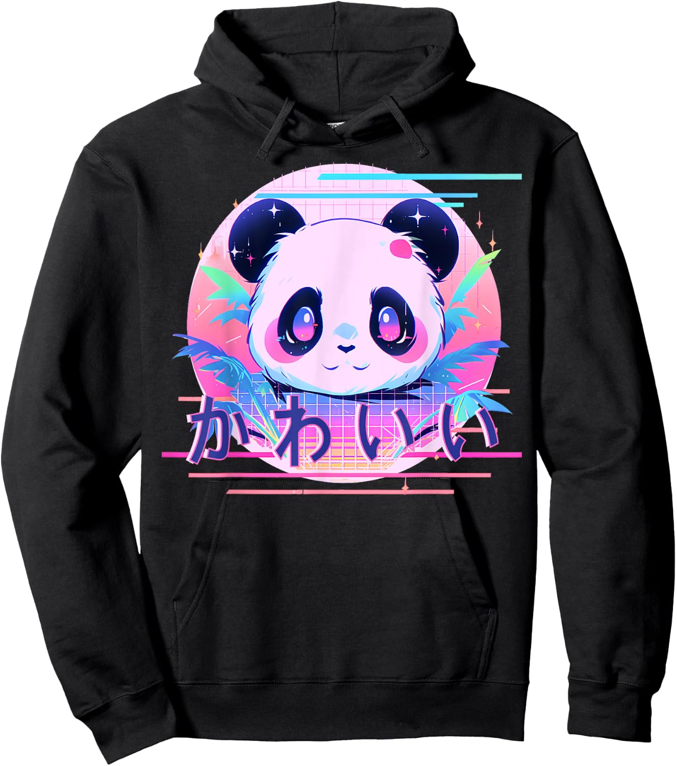 Kawaii Panda 80s Retro Cute Japanese Vaporwave Aesthetic Hoodie - Hoodie | Black