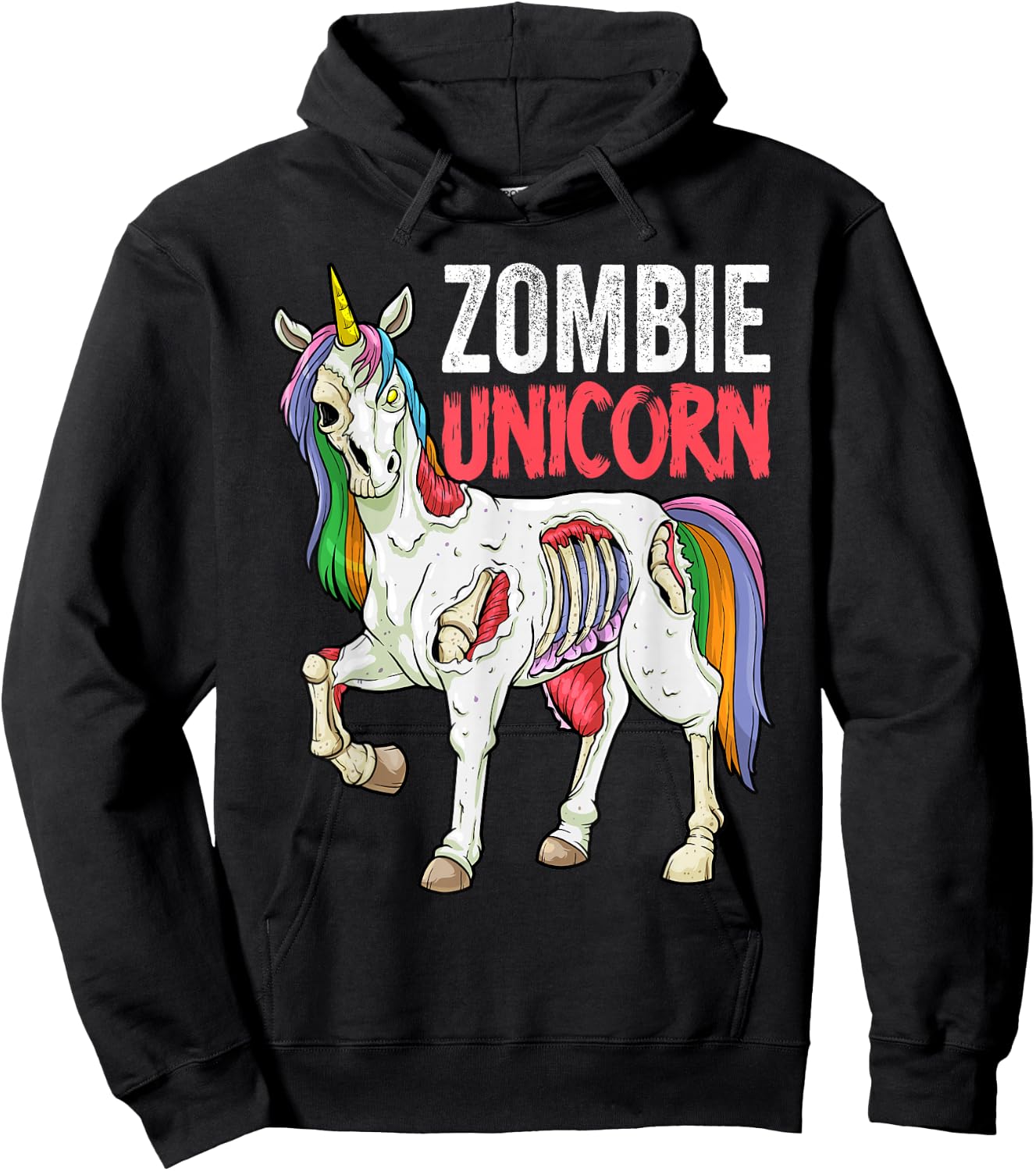 Zombie Unicorn Zombiecorn Halloween Costume Scary Undead Hoodie - Hoodie | Black