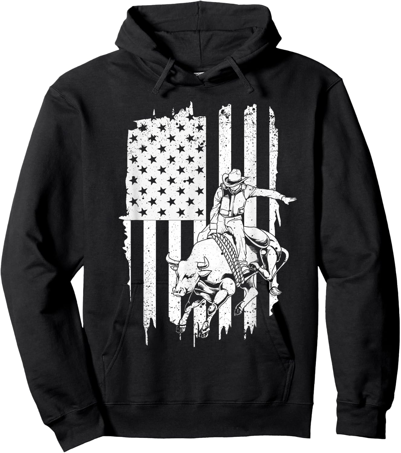 Cool American Rodeo Bull Rider Design Men Women Boys Girls Hoodie - Hoodie | Black
