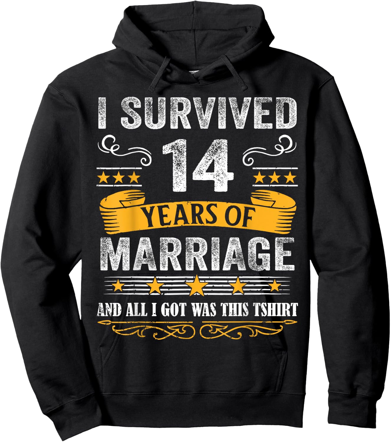 14th Wedding Anniversary shirt Couples Husband Wife 14 Years Hoodie - Hoodie | Black