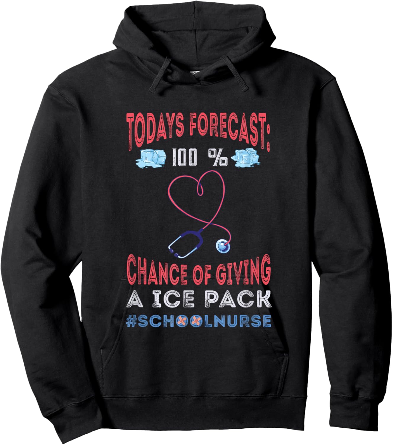 Todays Forecast School Nurse Cares First Aid Back to School Hoodie - Hoodie | Black