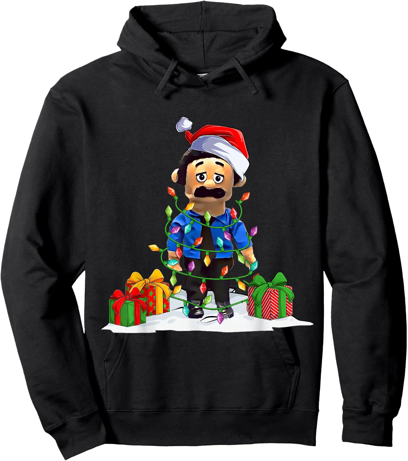 Awkward Diego Puppet -Adults Black Small Cartoon Christmas Hoodie - Hoodie | Black