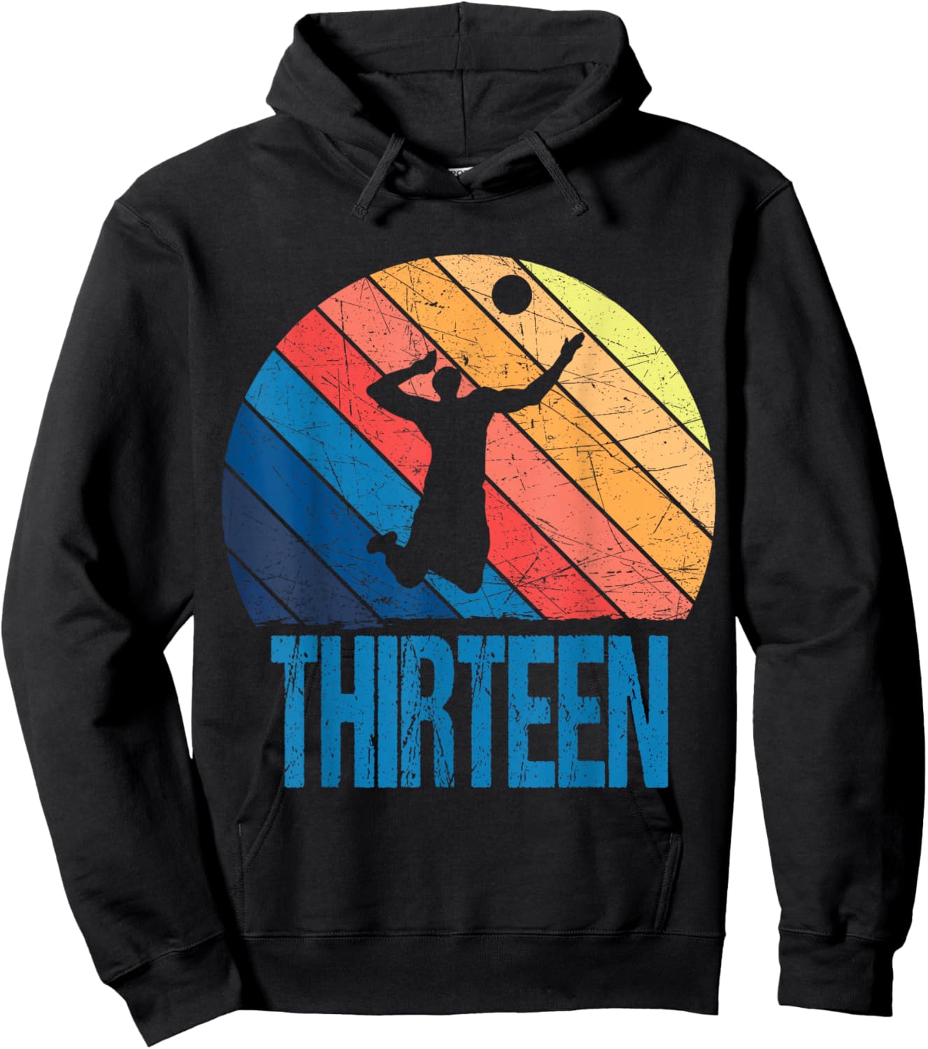 13th Birthday Retro Volleyball 13 Years Old Boy Girl Hoodie - Hoodie | Black