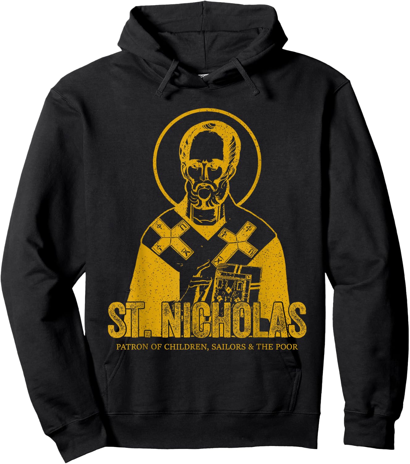 Catholicism Gold St. Nicholas Catholic Christian Saint Hoodie - Hoodie | Black