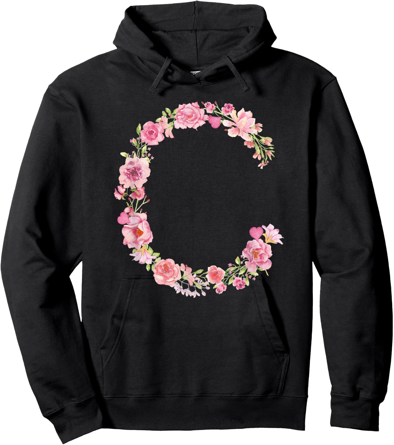 Cool Initial Alphabet Monogram Flowers Gifts Floral Letter C Hoodie - Hoodie | Black