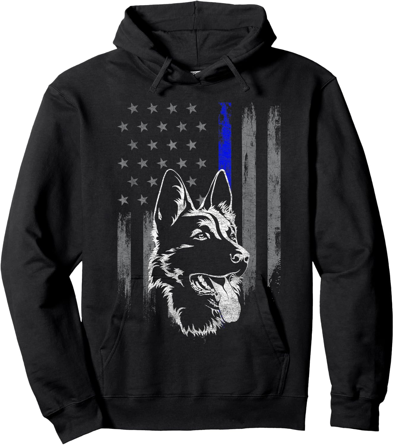American Flag Thin Blue Line Flag German Shepherd Police Hoodie - Hoodie | Black