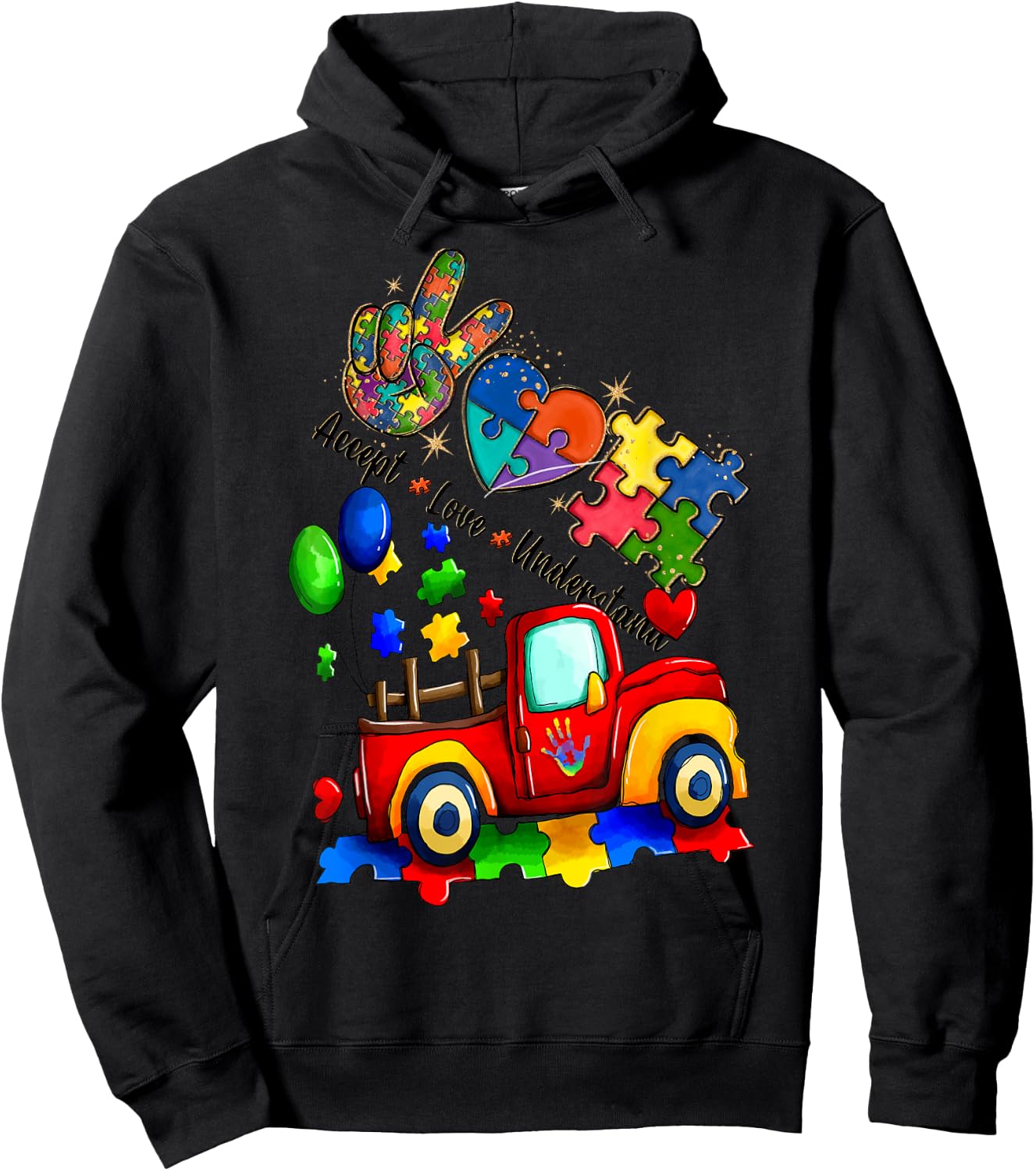 It's Ok To Be Different Autism Awareness Trucks Women Kid Hoodie - Hoodie | Black
