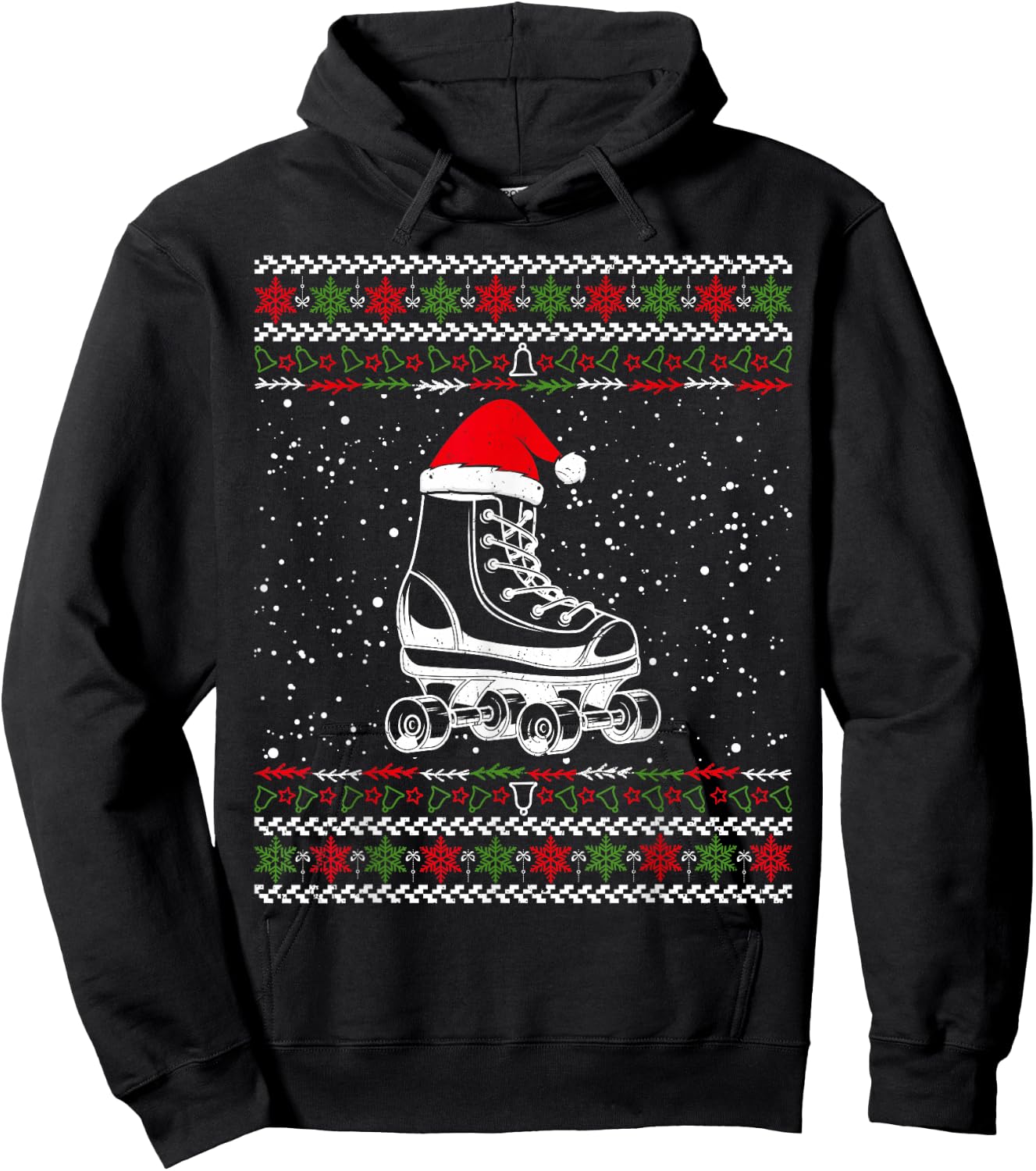 Roller Skating Ugly Christmas Sweater Sport Lover Matching Hoodie - Hoodie | Black