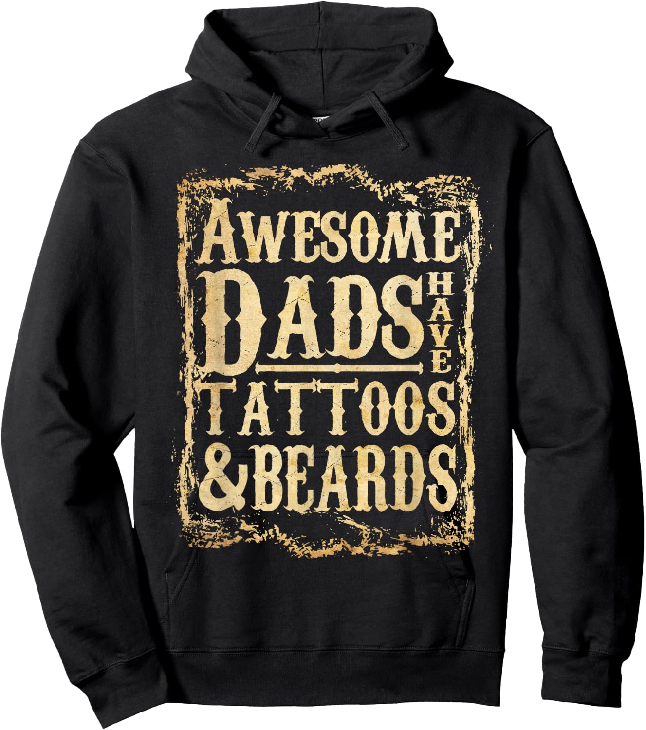 Vintage Awesome Dads Have Tattoos And Beards Fathers Day Hoodie - Hoodie | Black