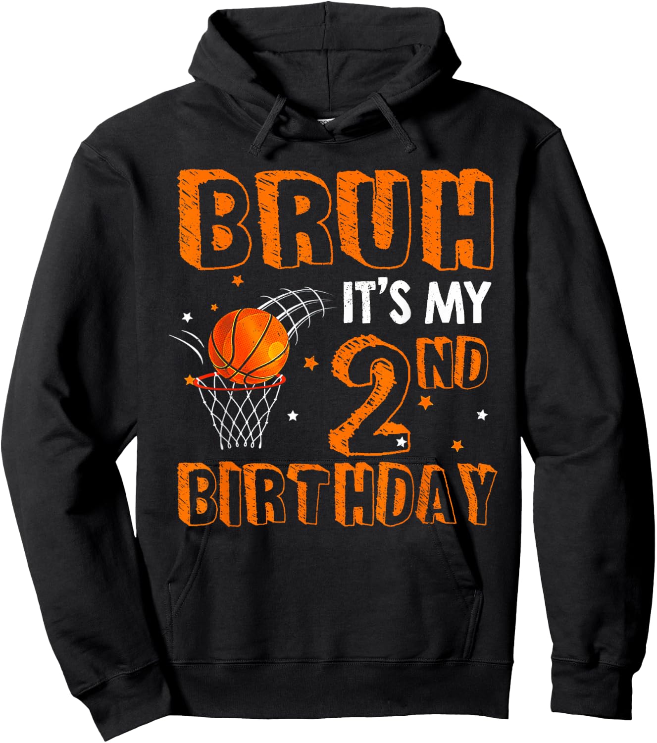 Bruh It's My 2nd Birthday 2 Year Old Basketball Player Hoodie - Hoodie | Black