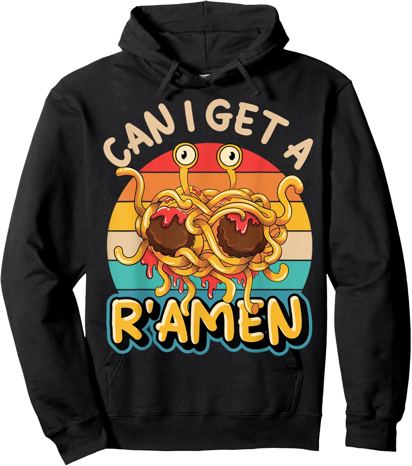 Flying Spaghetti Monster FSM Retro Can I Get A R'Amen Hoodie - Hoodie | Black