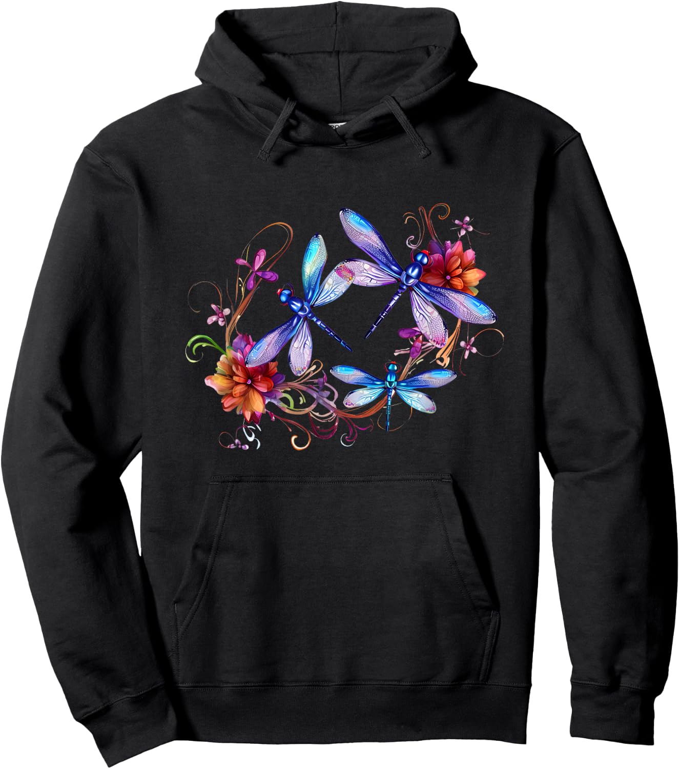 Dragonfly Shirts Chakra Color Flower Dragonflies Hoodie - Hoodie | Black