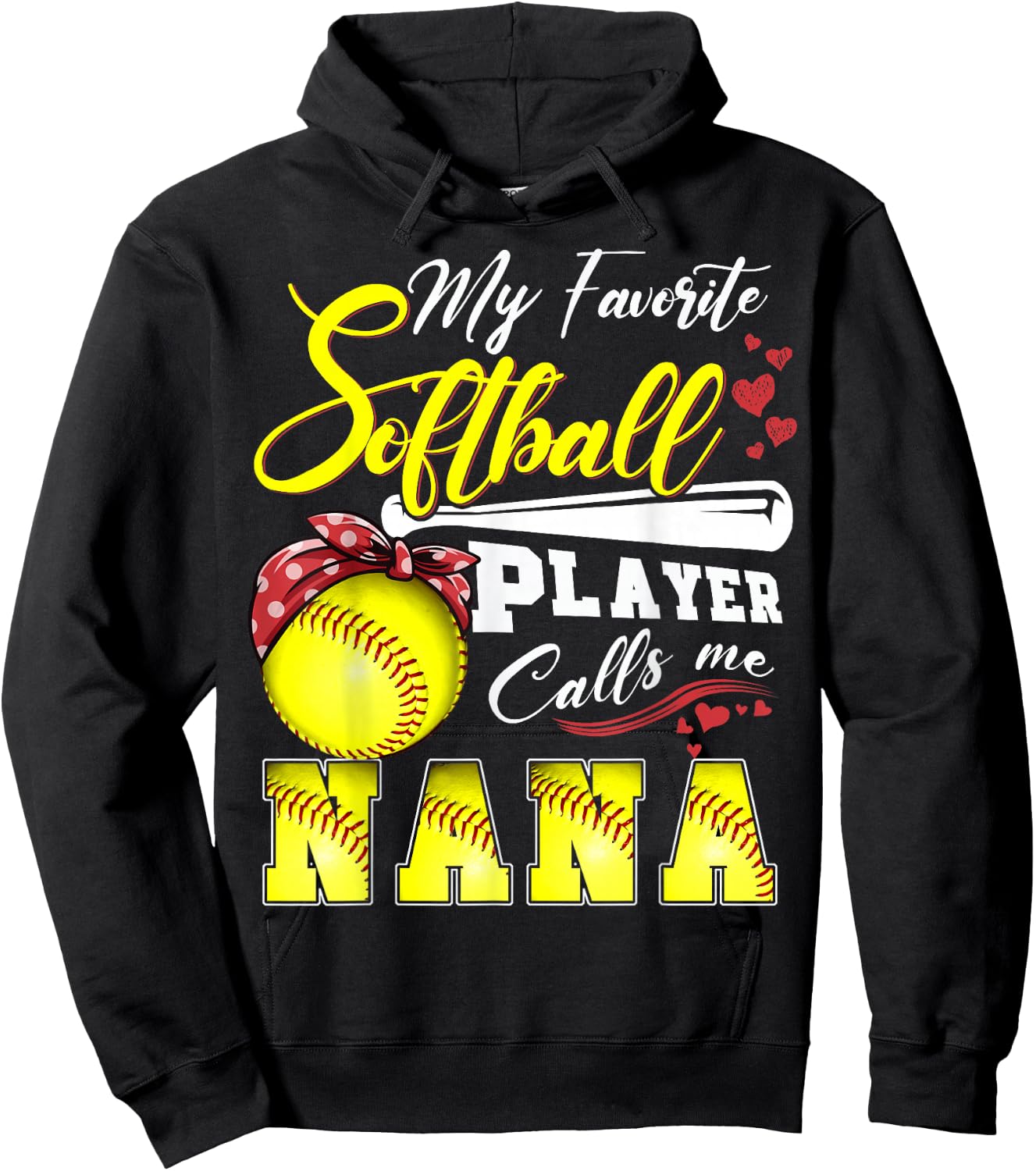 My Favorite Softball Player calls me Nana Mothers day Hoodie - Hoodie | Black