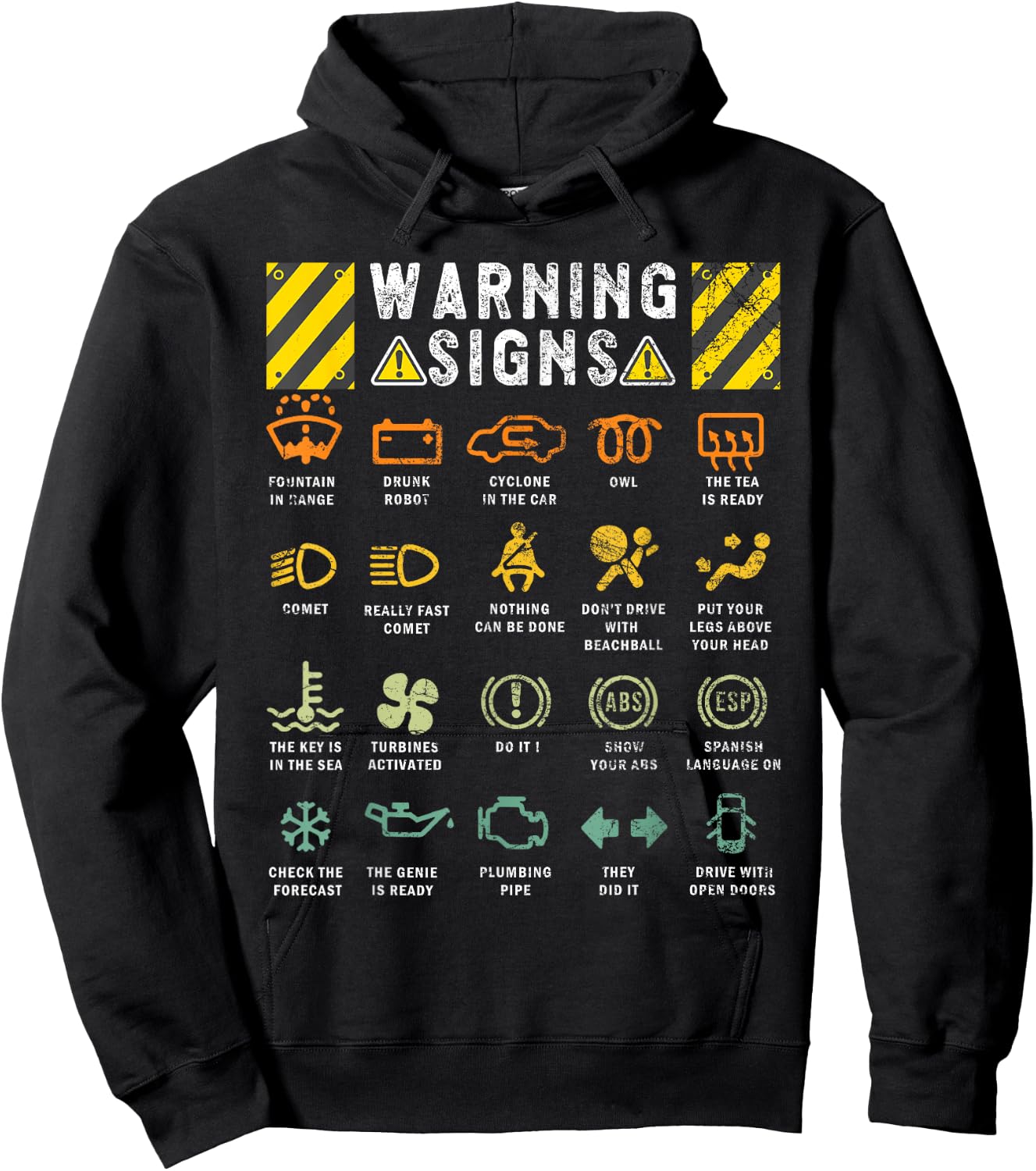 Funny Traffic Warning Signs Driver Humor Sarcastic Jokes Hoodie - Hoodie | Black