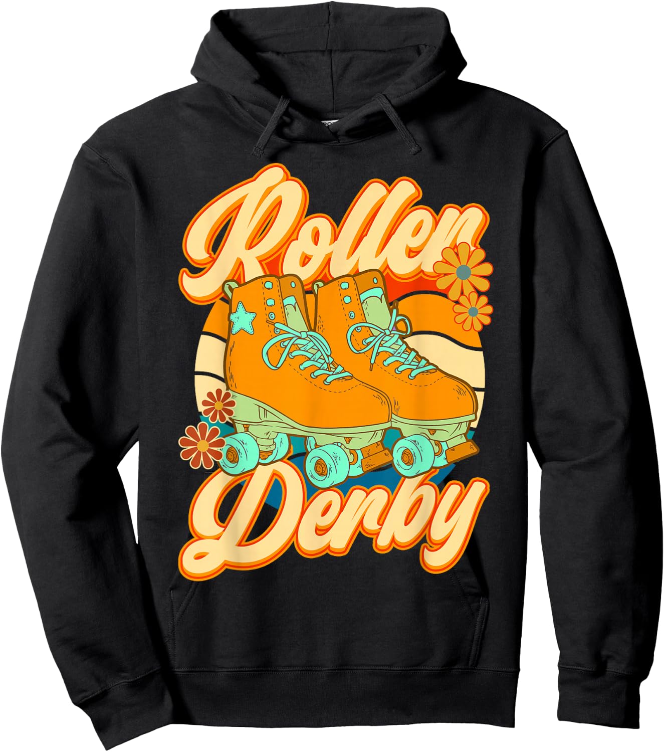 Roller Skating Roller Derby Skate Girl 70s Retro Hoodie - Hoodie | Black