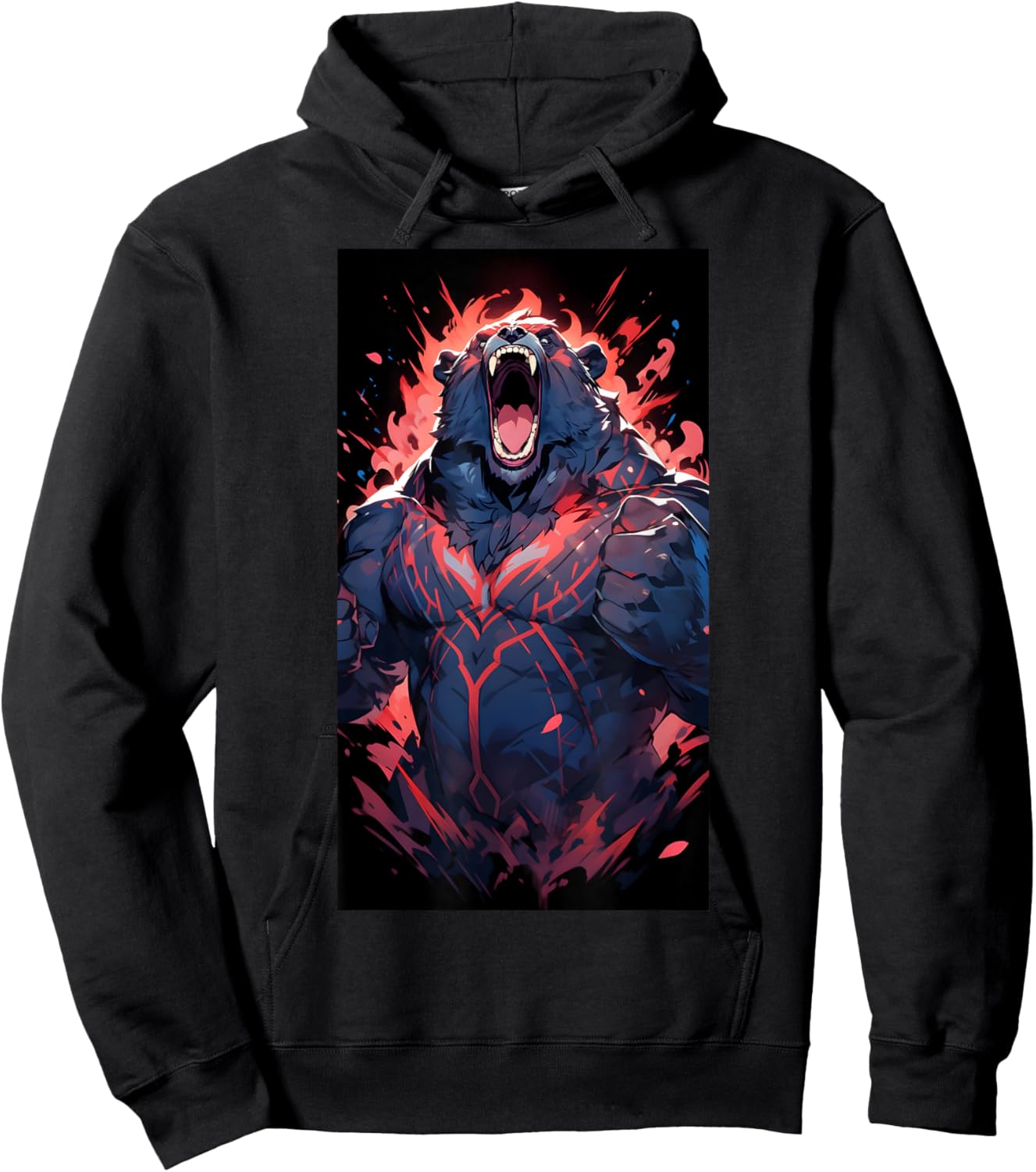 Bodybuilding Fitness Gym Bodybuilder Bear Anime Workout Hoodie - Hoodie | Black