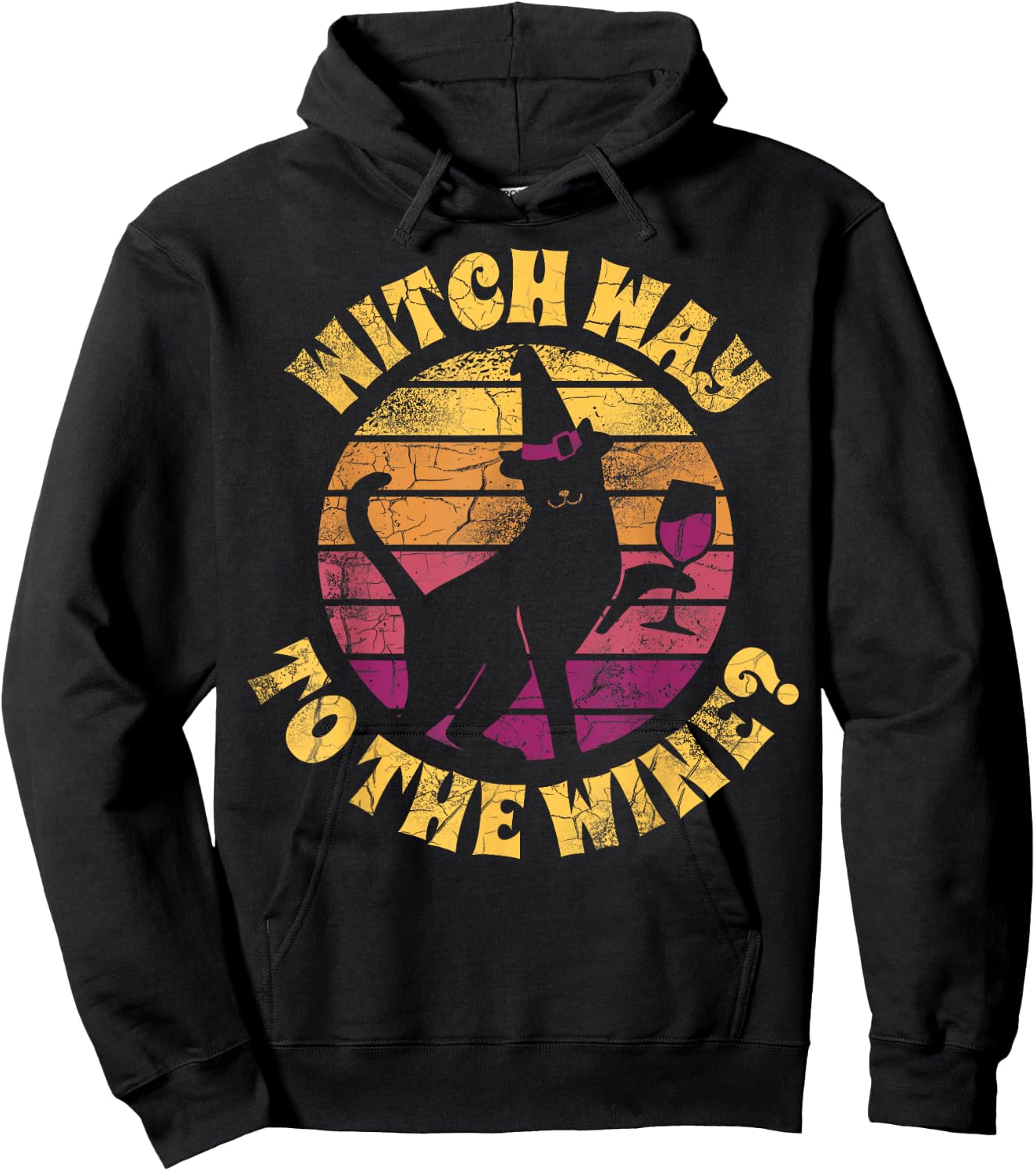 Funny Witch Way To The Wine Hoodie - Hoodie | Black
