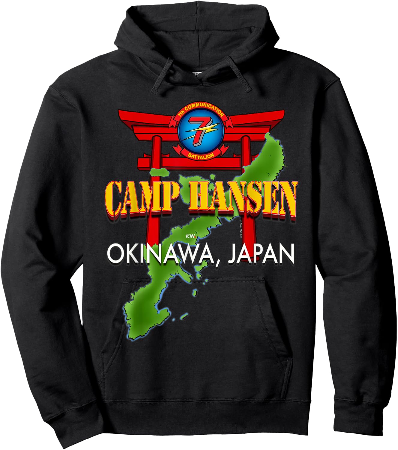 7th Communication Battalion Camp Hansen Okinawa Japan Hoodie - Hoodie | Black