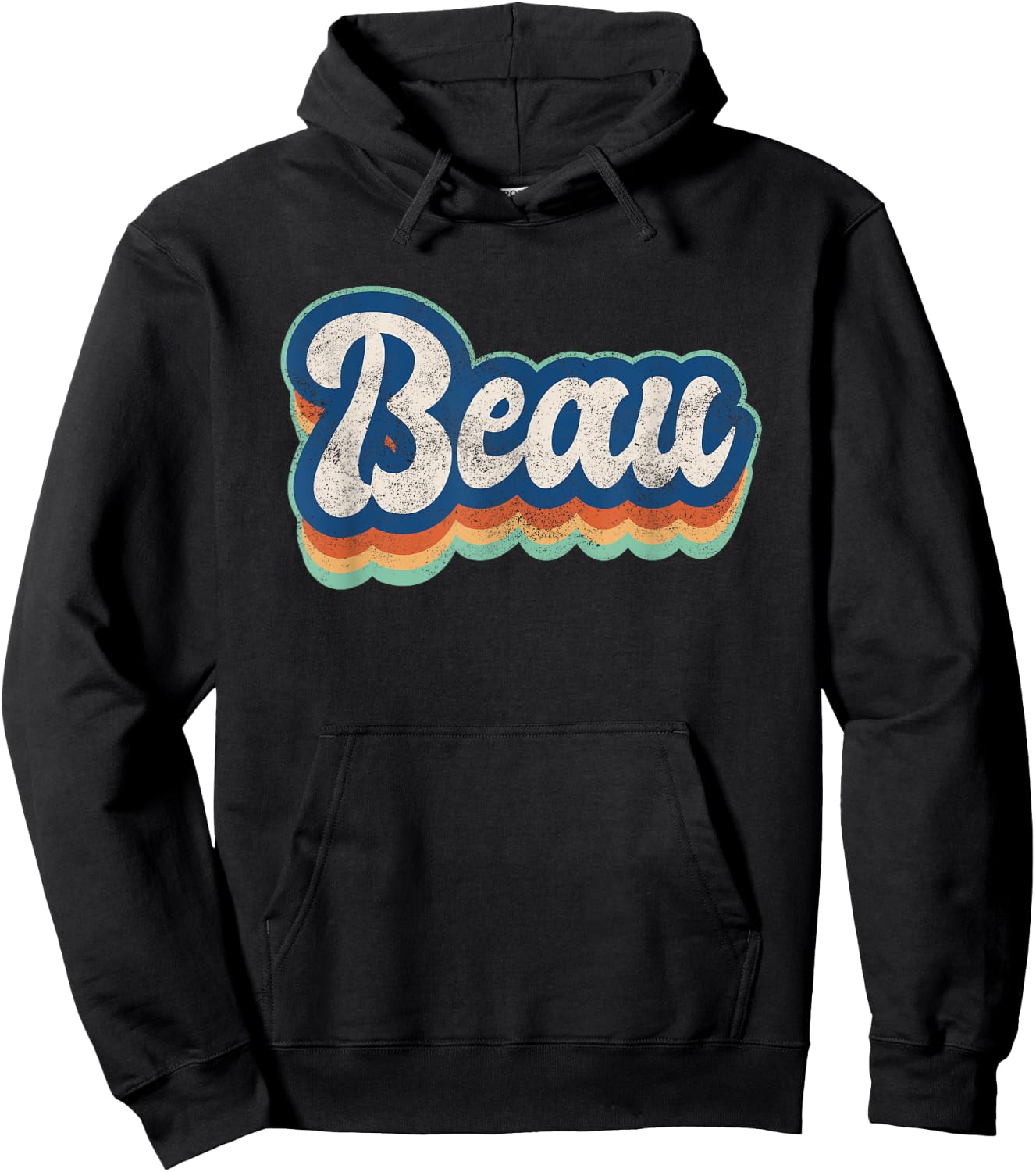 Beau First Name Boy Vintage Style 70s 80s Personalized Hoodie - Hoodie | Black