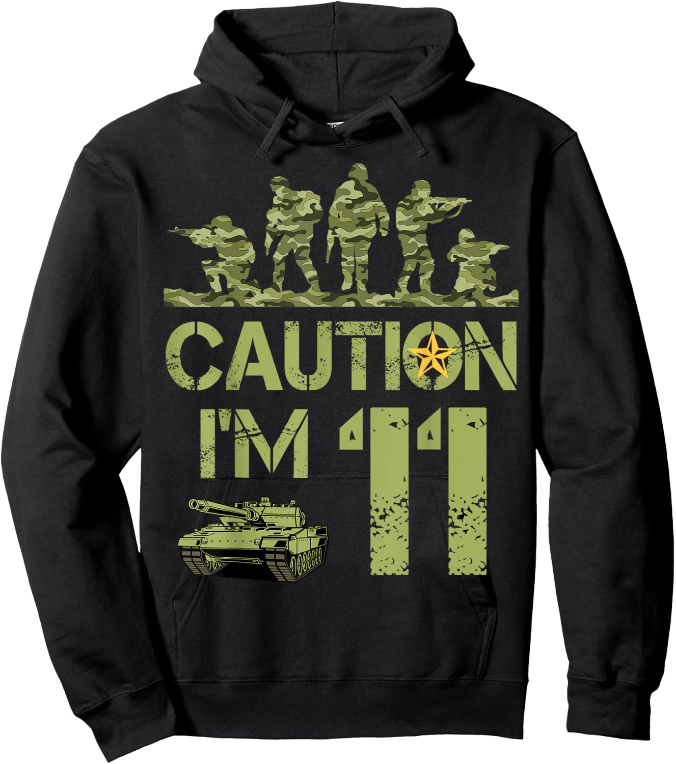 11th Birthday Military I'm 11 Year Old Soldier Camo Birthday Hoodie - Hoodie | Black