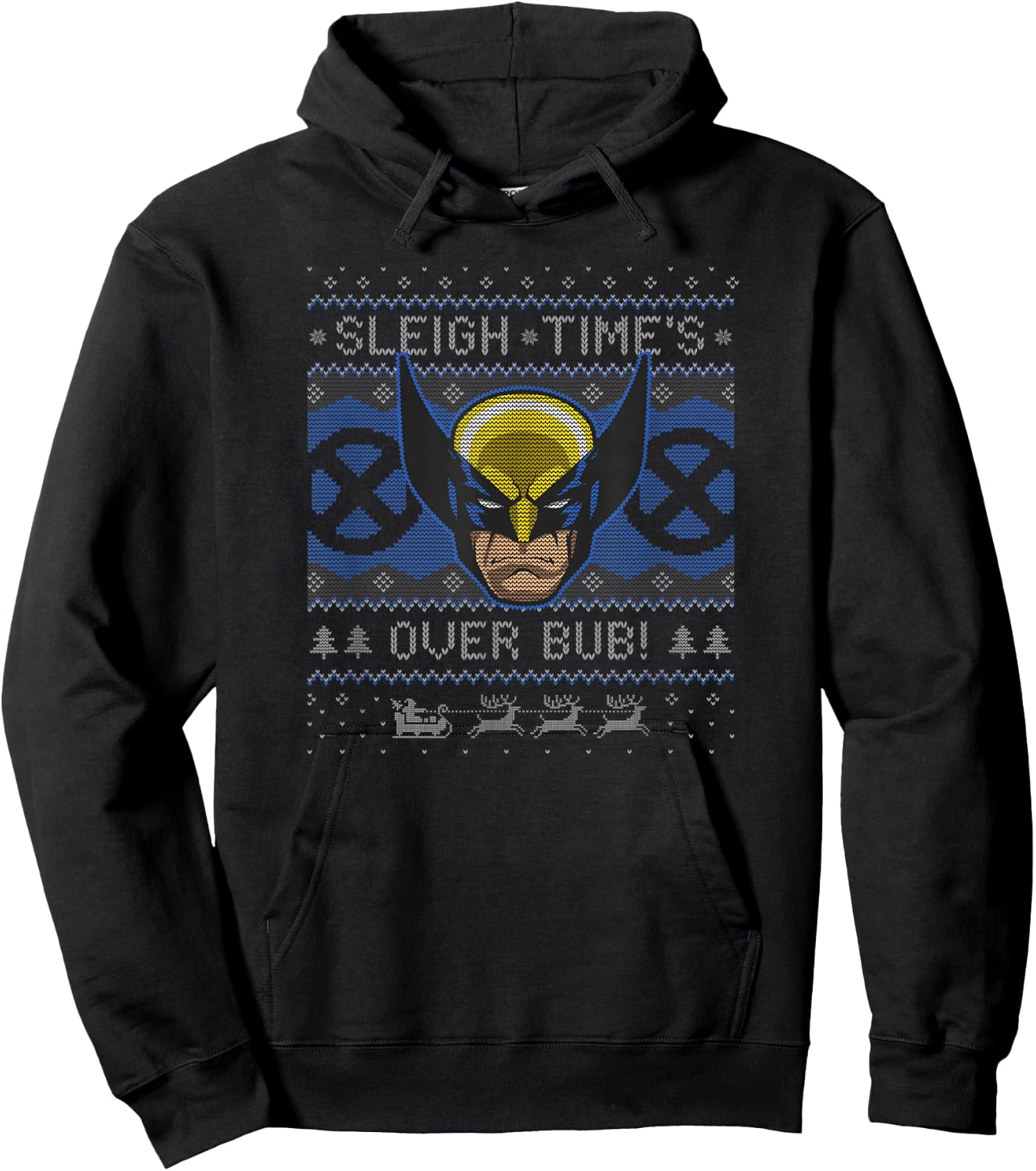 Marvel Christmas Wolverine Sleigh Times Over Bub! Hoodie - Hoodie | Black