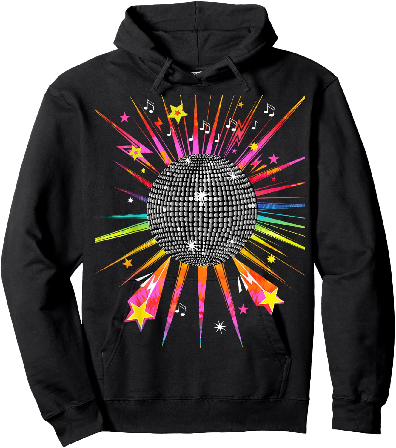 Little Hell's Kitchen Studio Disco Ball 1970's Tie Dye Vintage Retro Dance Party Costume , Black Hoodie - Hoodie | Black