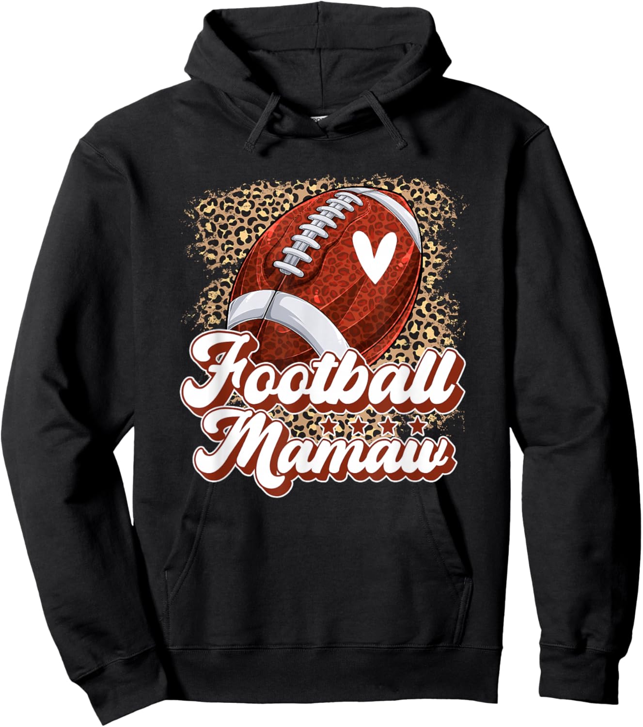 Football Mamaw Grandma Mamaw Of A Football Player Leopard Hoodie - Hoodie | Black