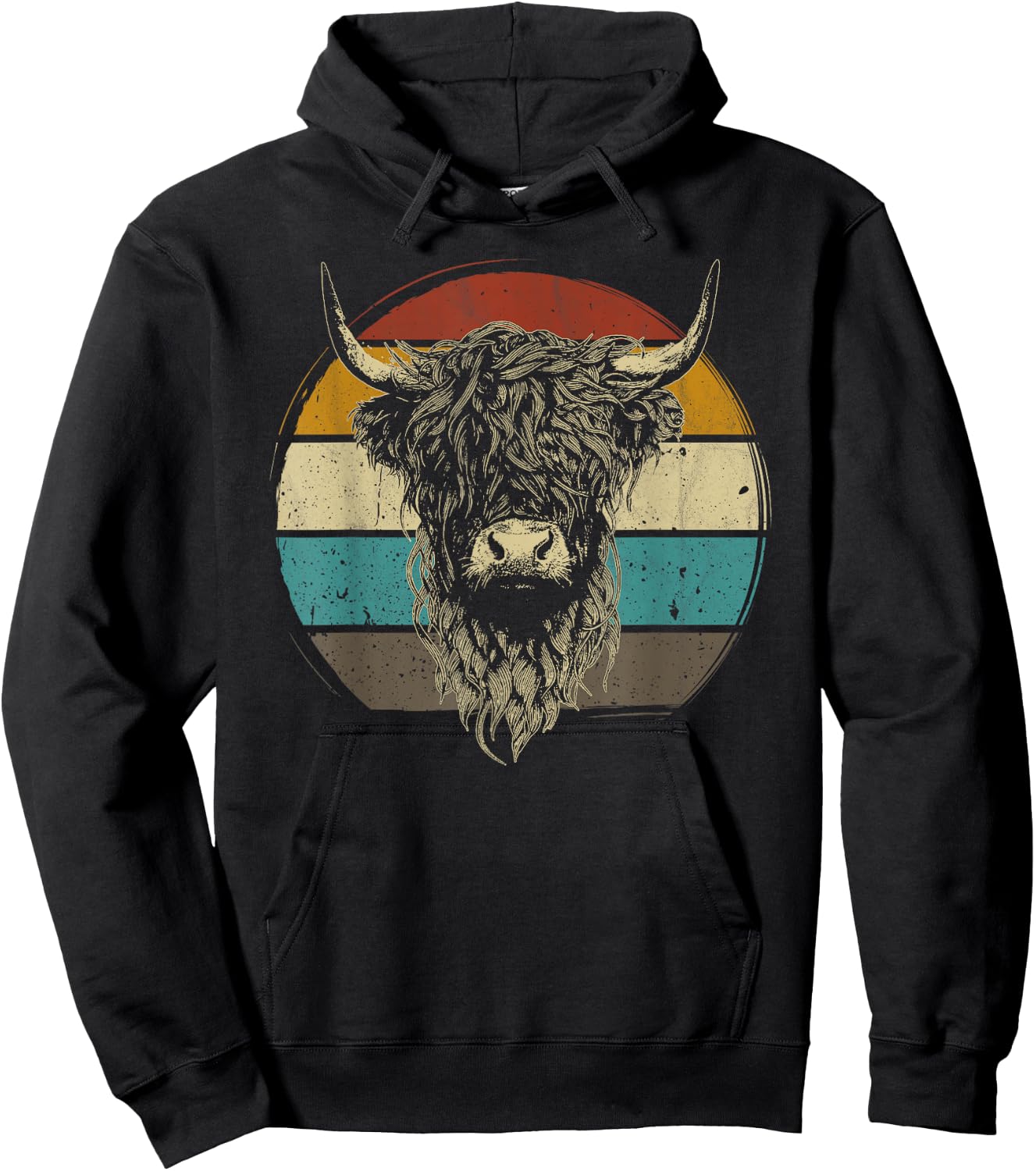 Scottish Highland Cow Cattle Hairy Cow Retro for cow lovers Hoodie - Hoodie | Black