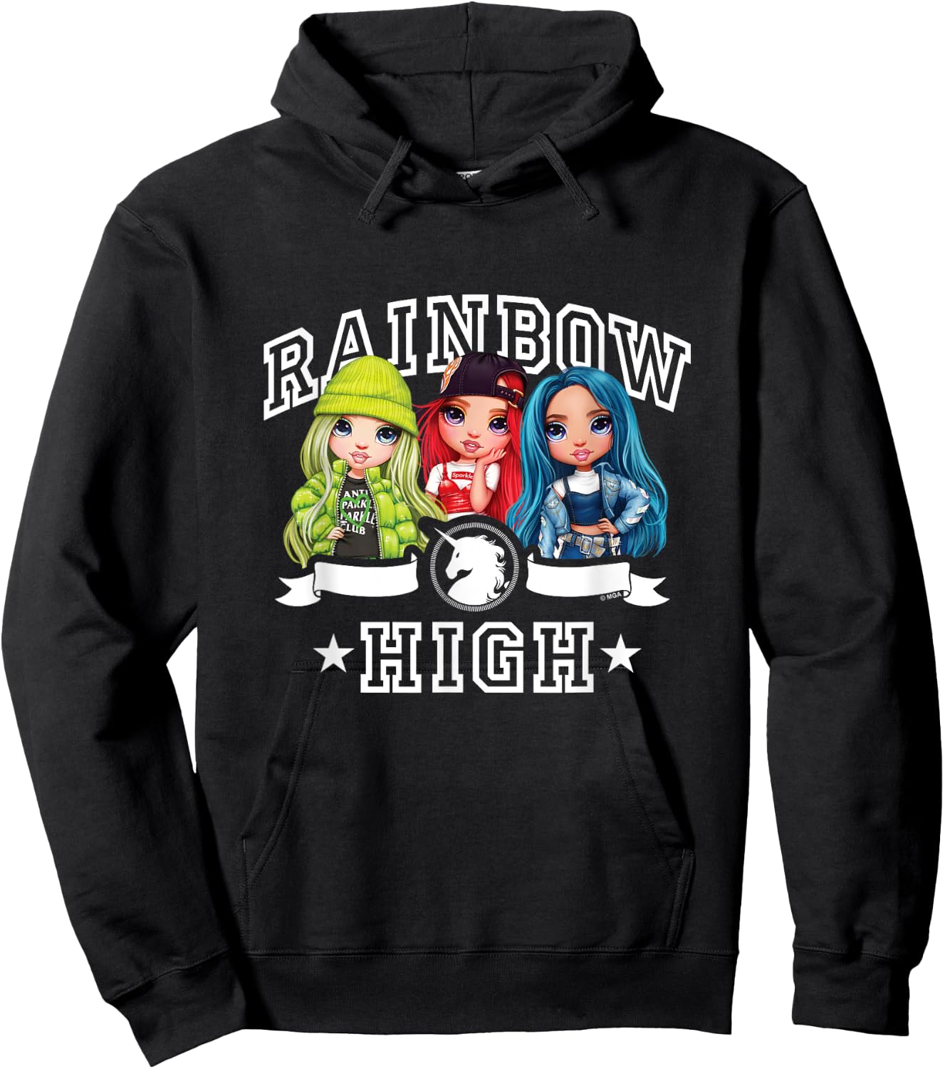 Rainbow High - Skylar Ruby Jade Collegiate Unicorn Logo Hoodie - Hoodie | Black