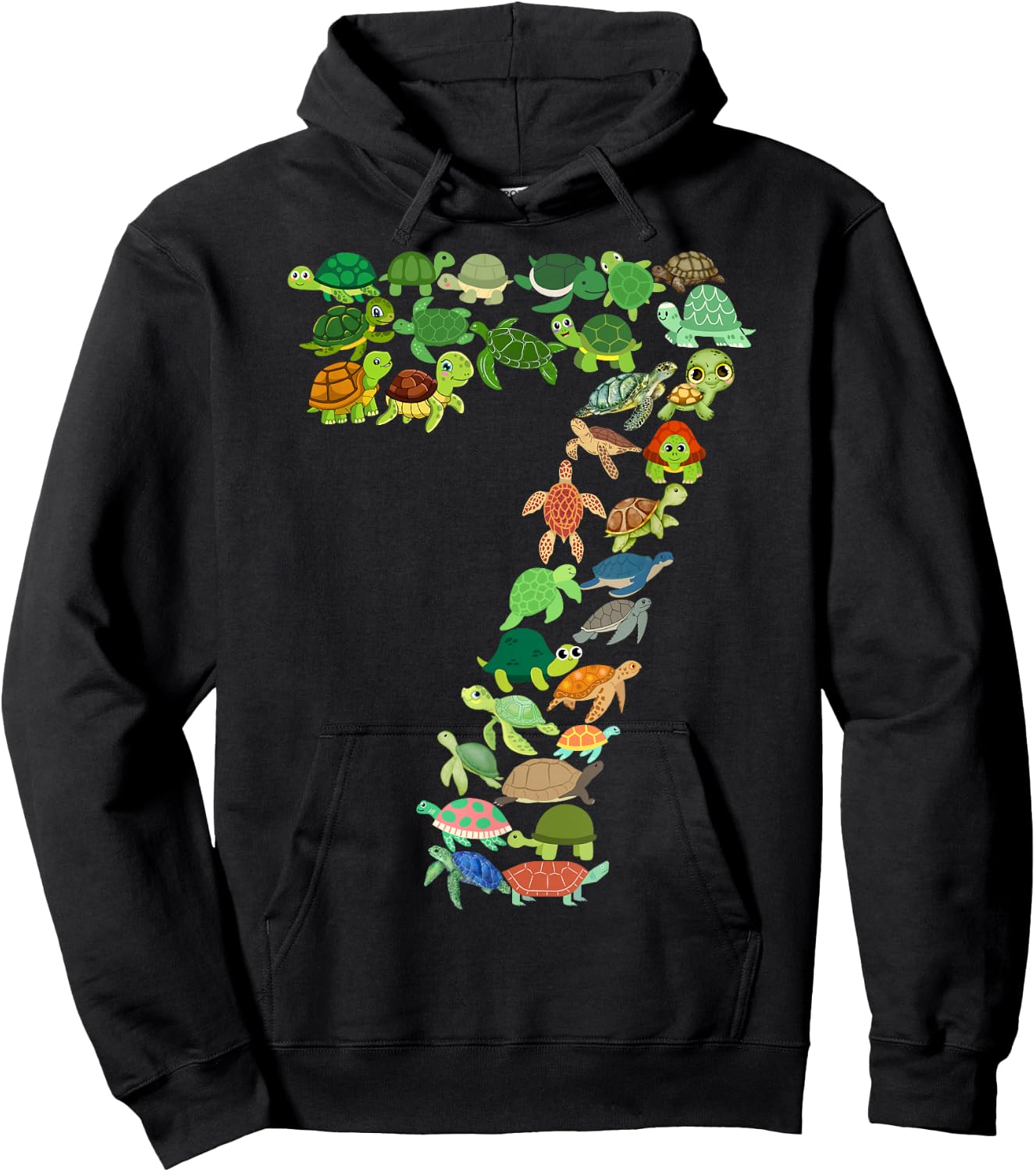 Kids 7th Birthday Sea Turtle Tortoise Themed 7 Years Old Boy Hoodie - Hoodie | Black