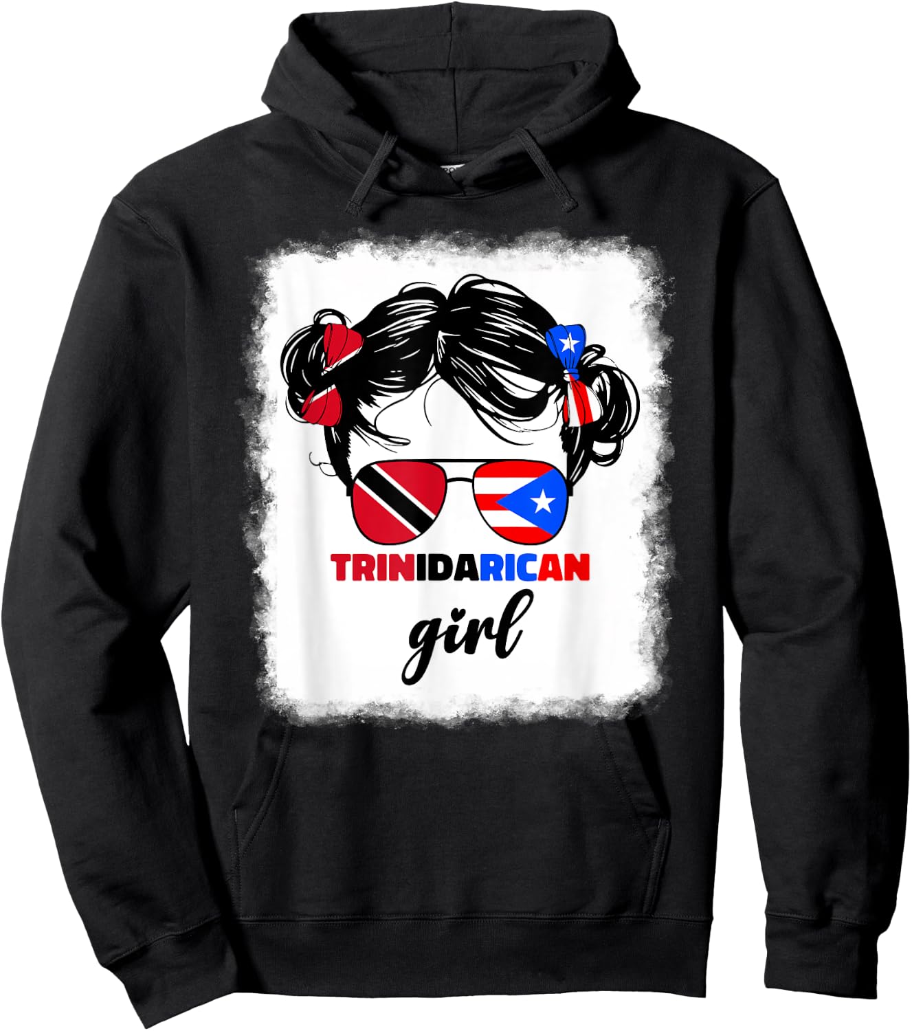 Trinidad And Puerto Rican Rico Flag Trinidadian Kids Girls Hoodie - Hoodie | Black
