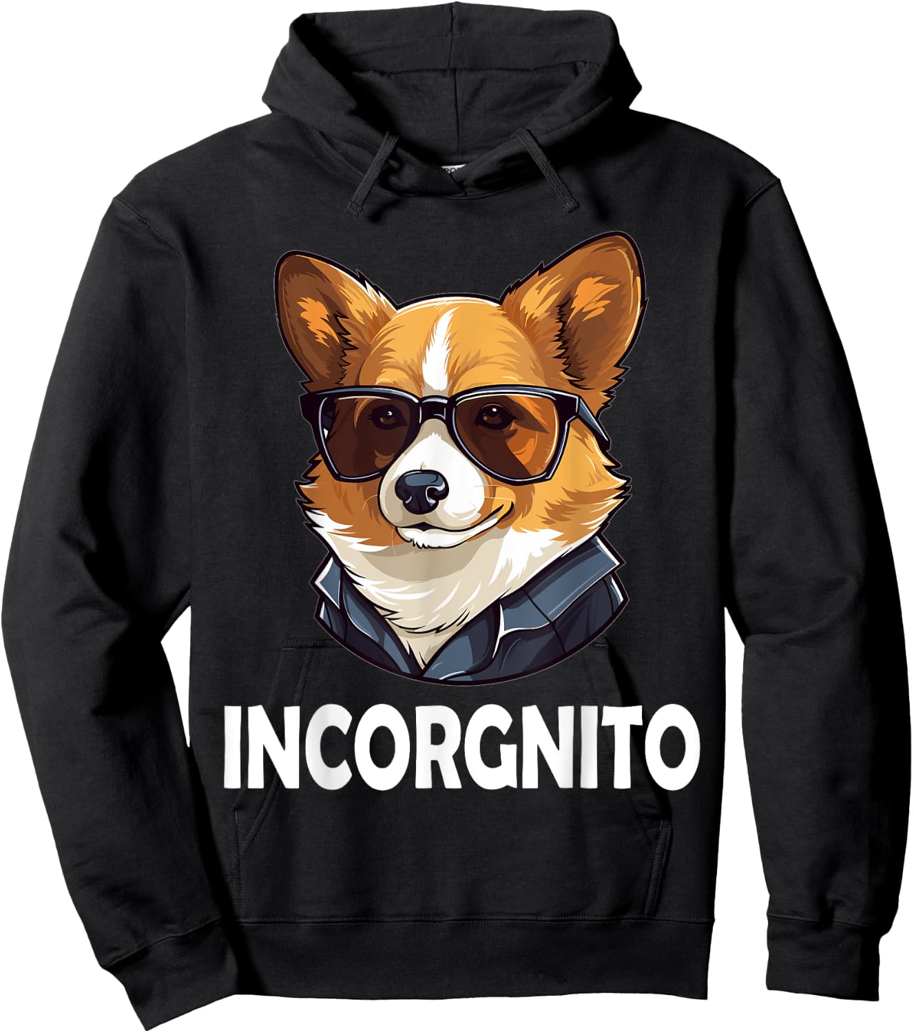 Funny Welsh Corgi with Sunglasses Dog Breed - Incorgnito Women Kids Hoodie - Hoodie | Black
