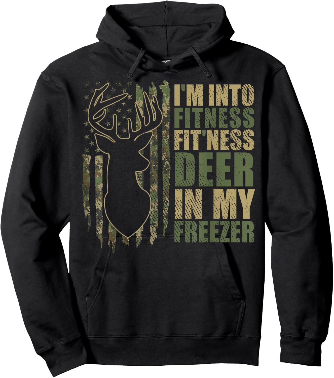 Funny I'm Into Fitness Fit'Ness Deer In My Freezer Deer Hoodie - Hoodie | Black