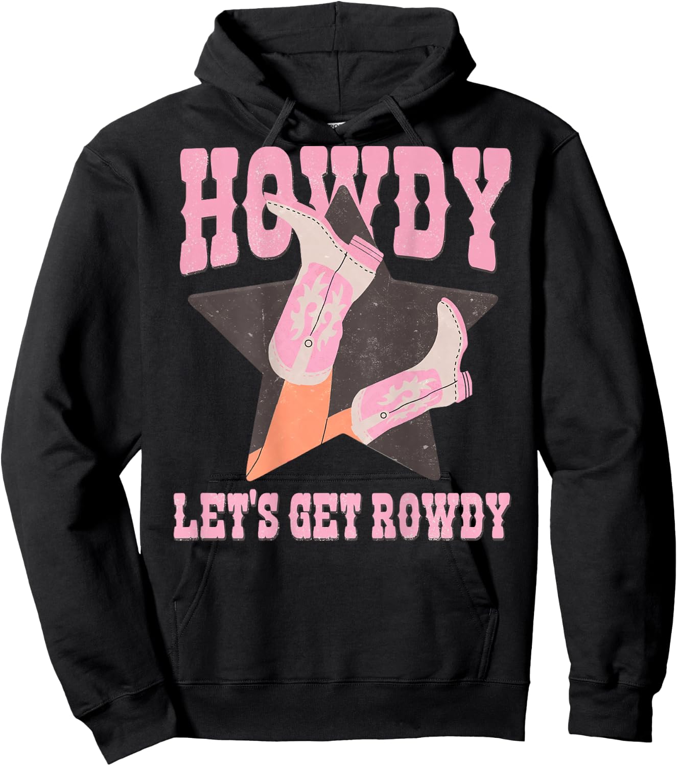Howdy Let's Get Rowdy Cowgirl Boots Bachelorette Bride Party Hoodie - Hoodie | Black