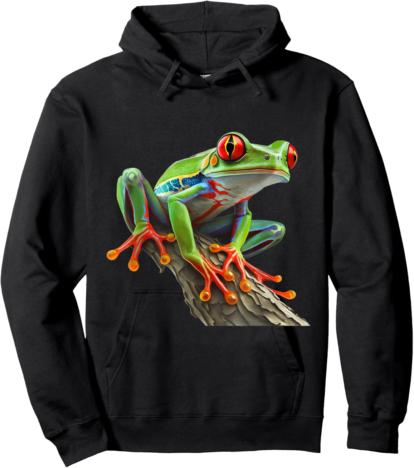 Red Eyed Tree Frog Leaping Frog Leaves Rainforest Amphibian Hoodie - Hoodie | Black