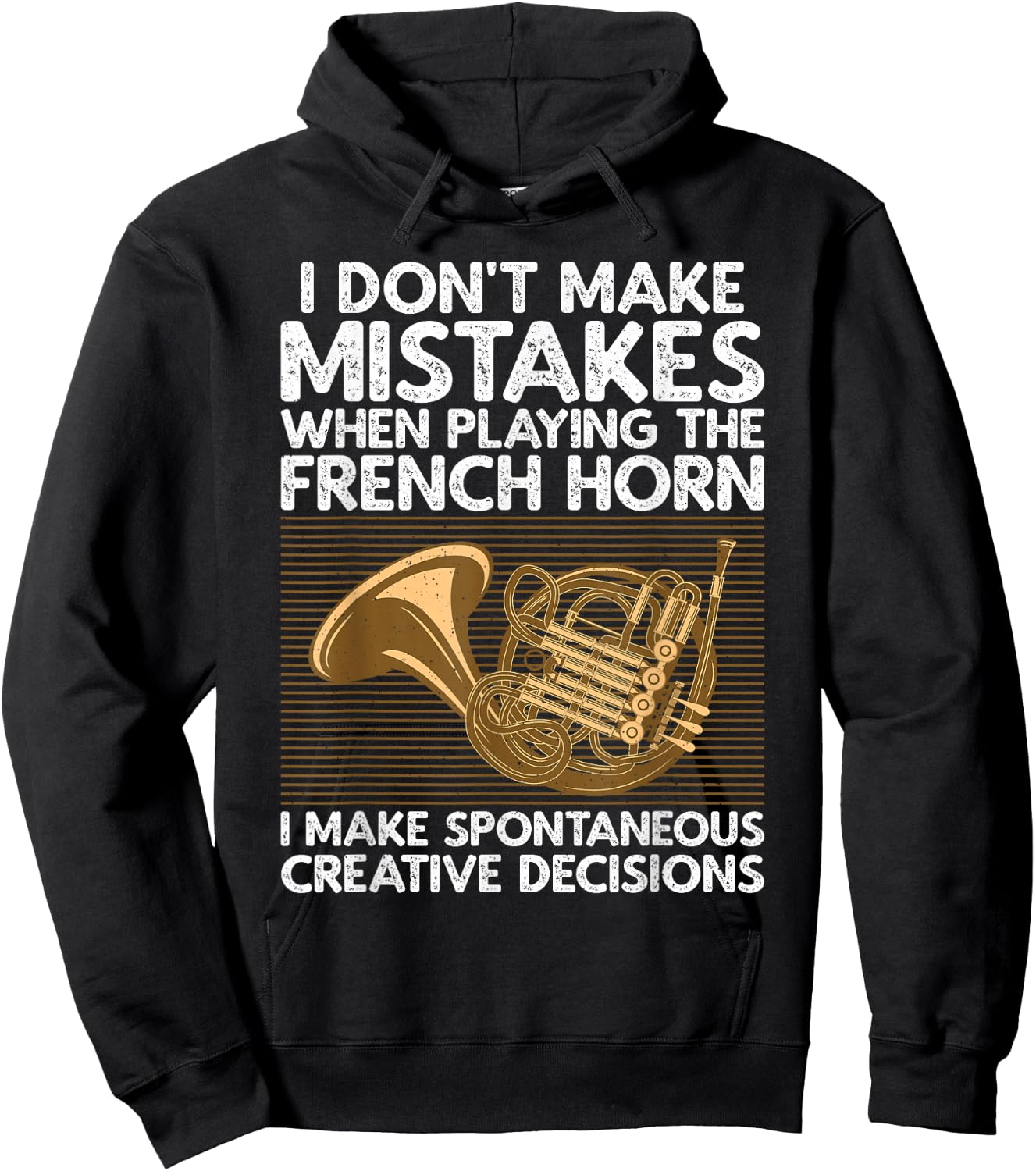 Funny French Horn Art Women Hornist Instrument Lover Hoodie - Hoodie | Black
