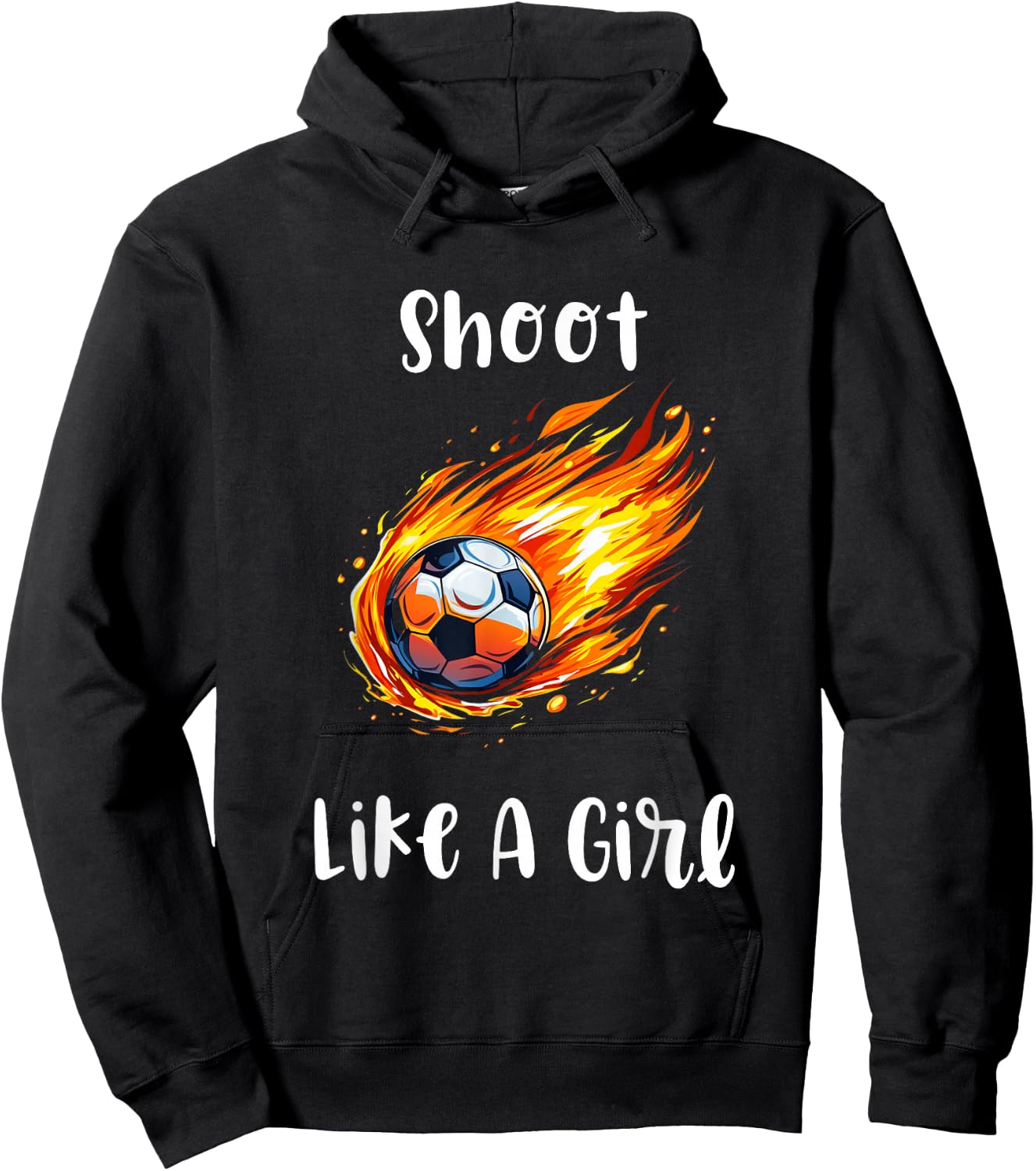 Shoot Like A Girl Fire Soccer Ball Kids Sports Girls Hoodie - Hoodie | Black