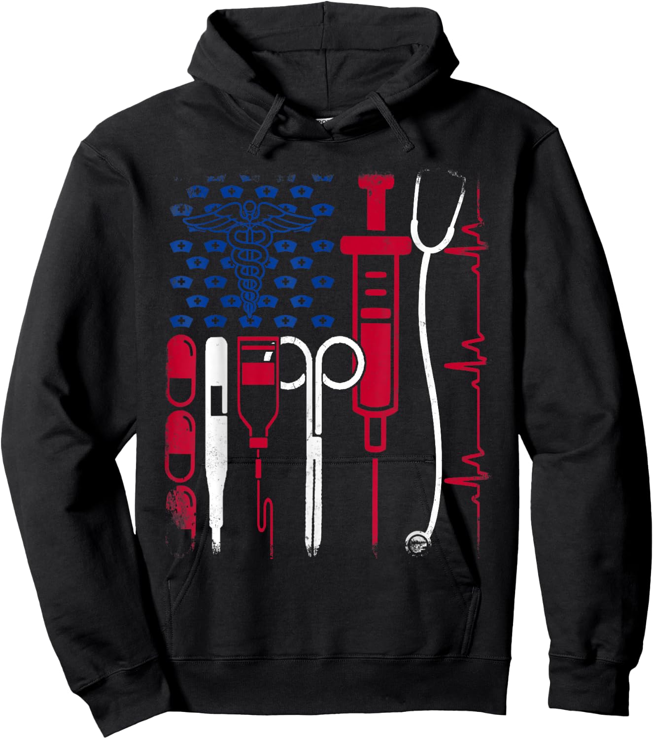 Nurse Tool American Flag Pride 4th Of July Proud Nurse Hoodie - Hoodie | Black