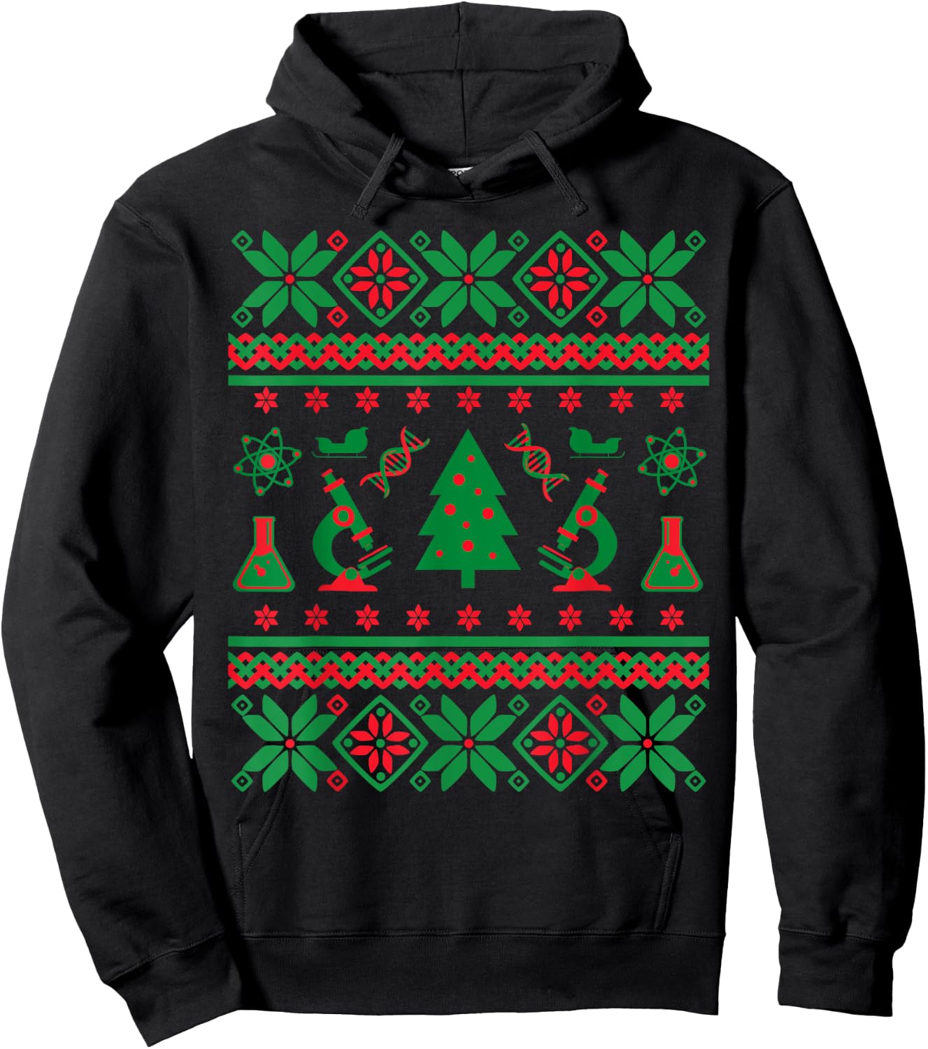 Science Ugly Christmas Sweater - DNA, Chemistry Biology, PCR Hoodie - Hoodie | Black