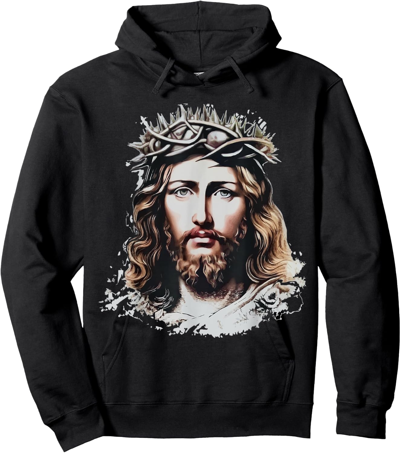 Face of Jesus Christ Crown of Thorns Catholic Faith Hoodie - Hoodie | Black