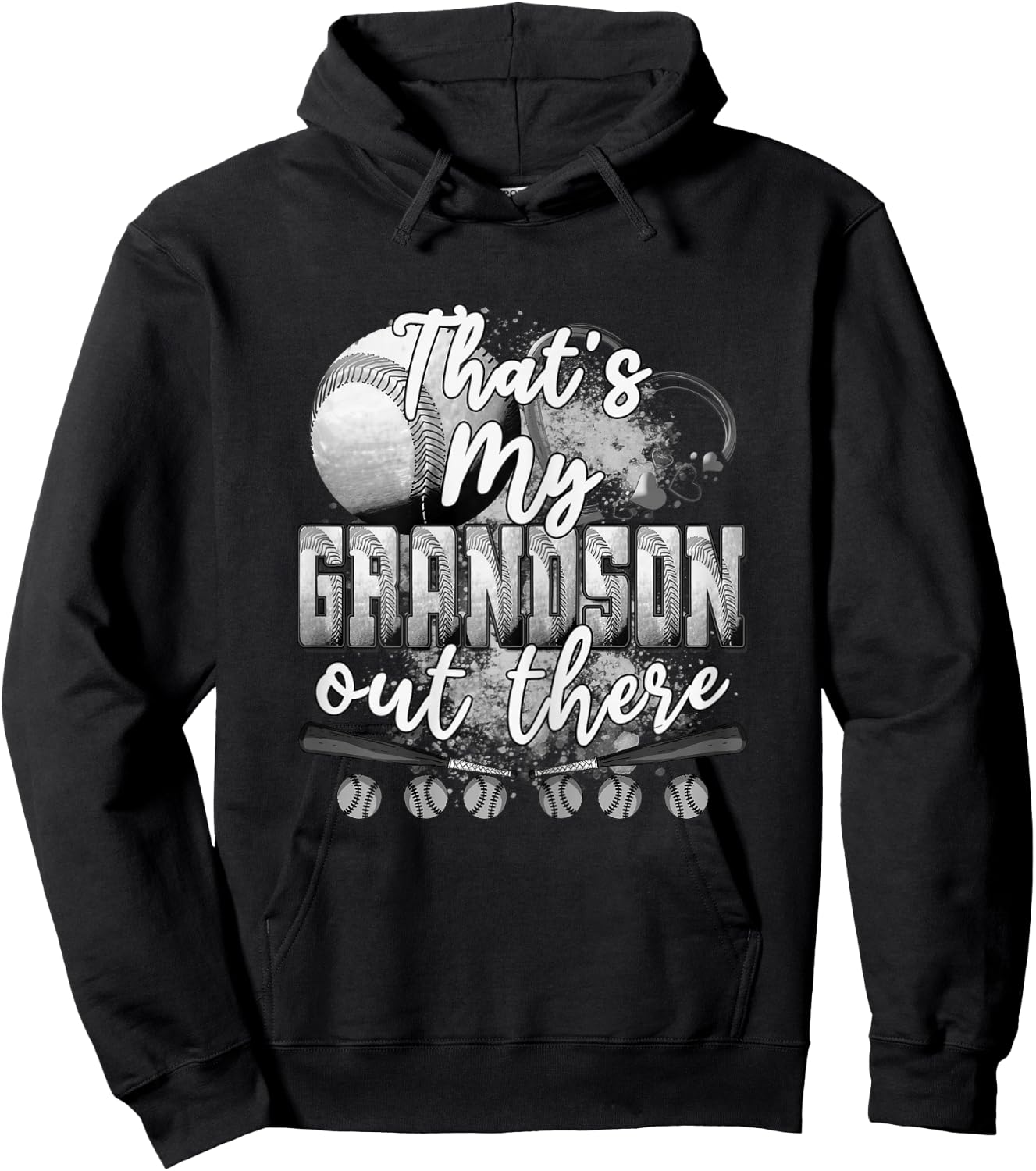 That's My Grandson Out There Gifts Women Baseball Grandma Hoodie - Hoodie | Black