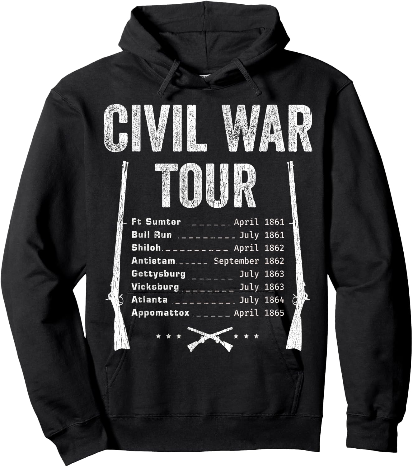 American Civil War Tour Battle Dates Reenactment Gettysburg Hoodie - Hoodie | Black