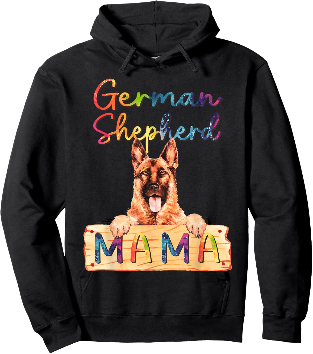 Colorful German Shepherd Mama Funny Dog Mom Hoodie - Hoodie | Black