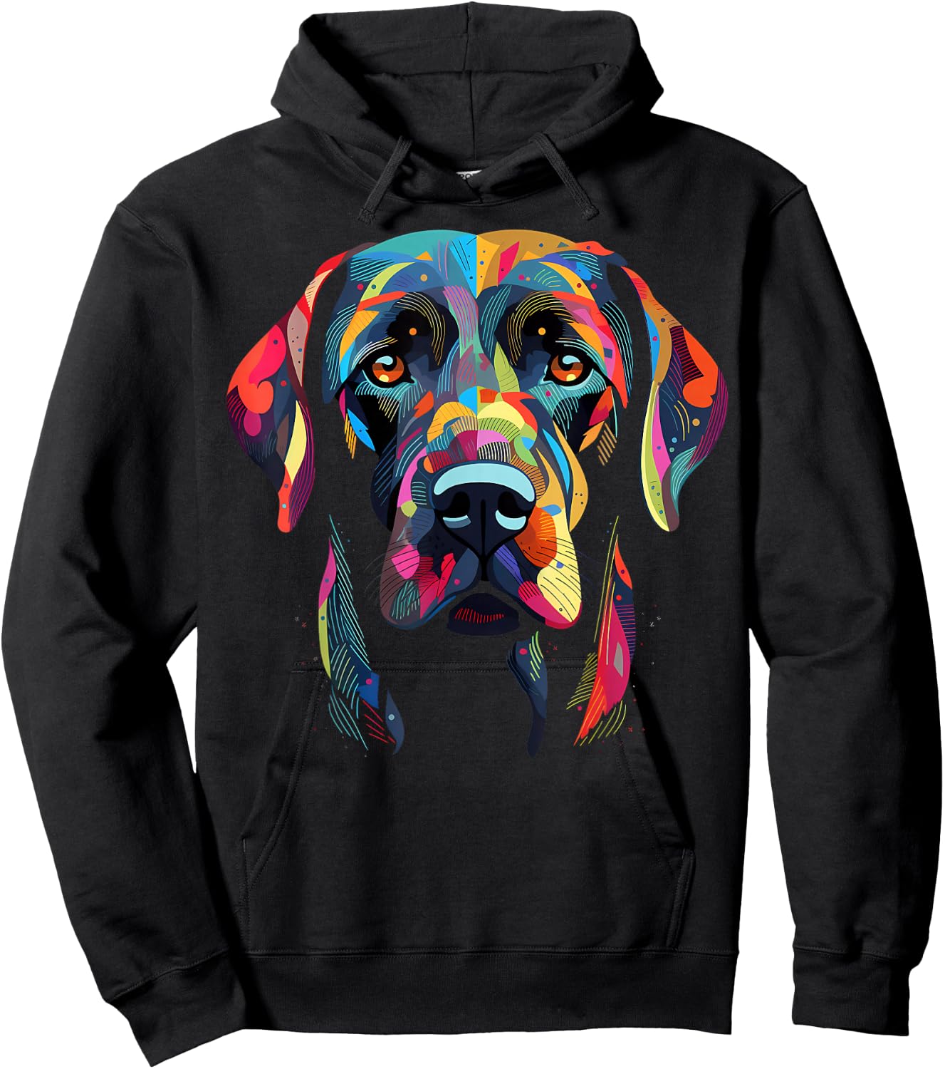 Labrador Retriever Colorful Dog Face Funny Lab Lover Black Hoodie - Hoodie | Black